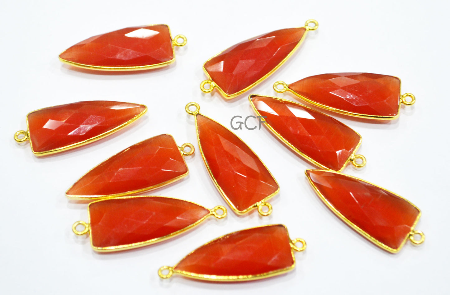 Carnelian Color Hydro Glass Faceted Connector , Carnelian Color Hydro Glass Arrowhead Shape Connector , Sold By Piece , 13x29 mm , RB-6958