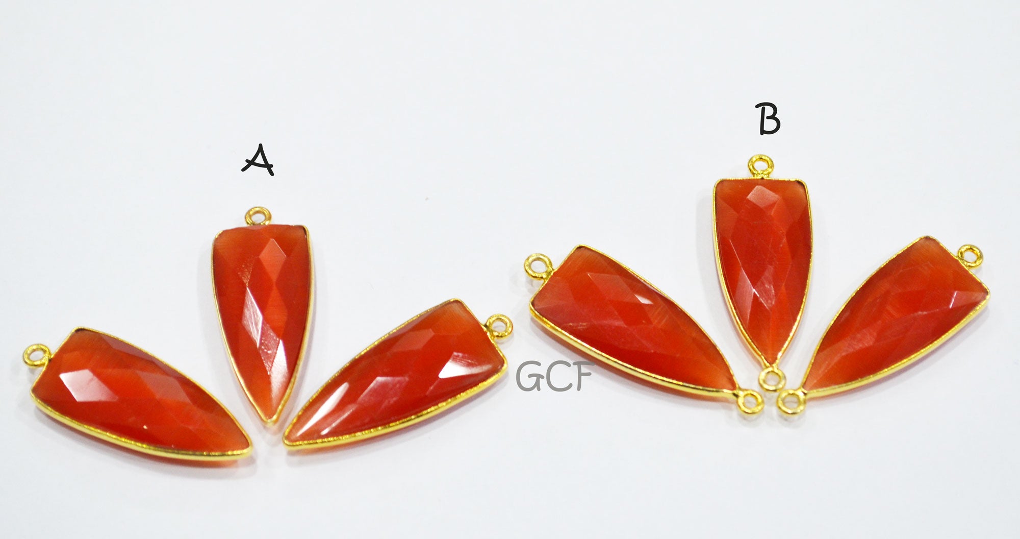 Carnelian Color Hydro Glass Faceted Connector , Carnelian Color Hydro Glass Arrowhead Shape Connector , Sold By Piece , 13x29 mm , RB-6958