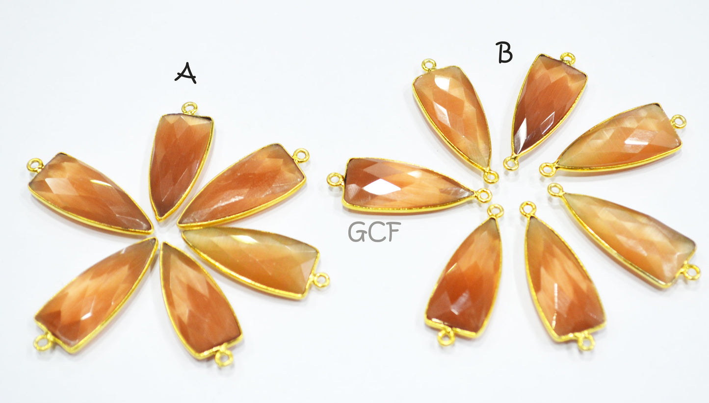 Caramel Color Hydro Glass Faceted Connector , Caramel Color Hydro Glass Arrowhead Shape Connector , Sold By Piece , 13x29 mm , RB-6959