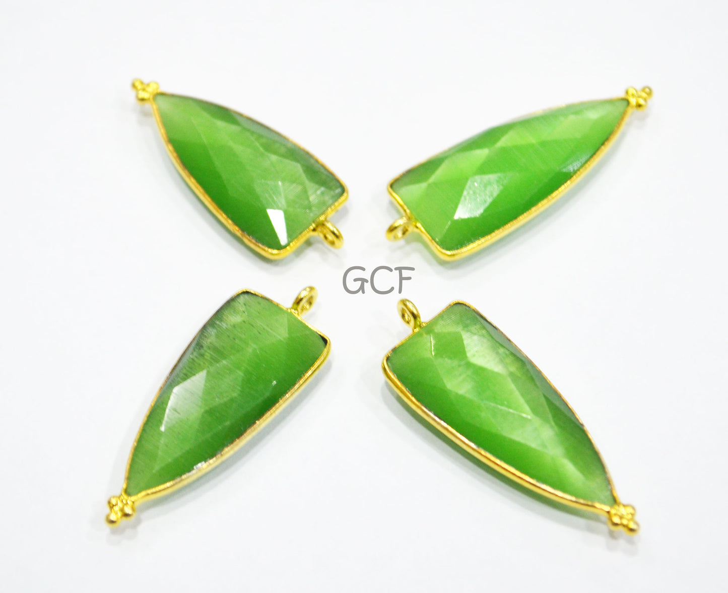 Green Color Hydro Glass Faceted Single Bail Connector , Green Color Hydro Glass Arrowhead Shape Connector ,Sold By Piece , 13x29 mm ,RB-6963
