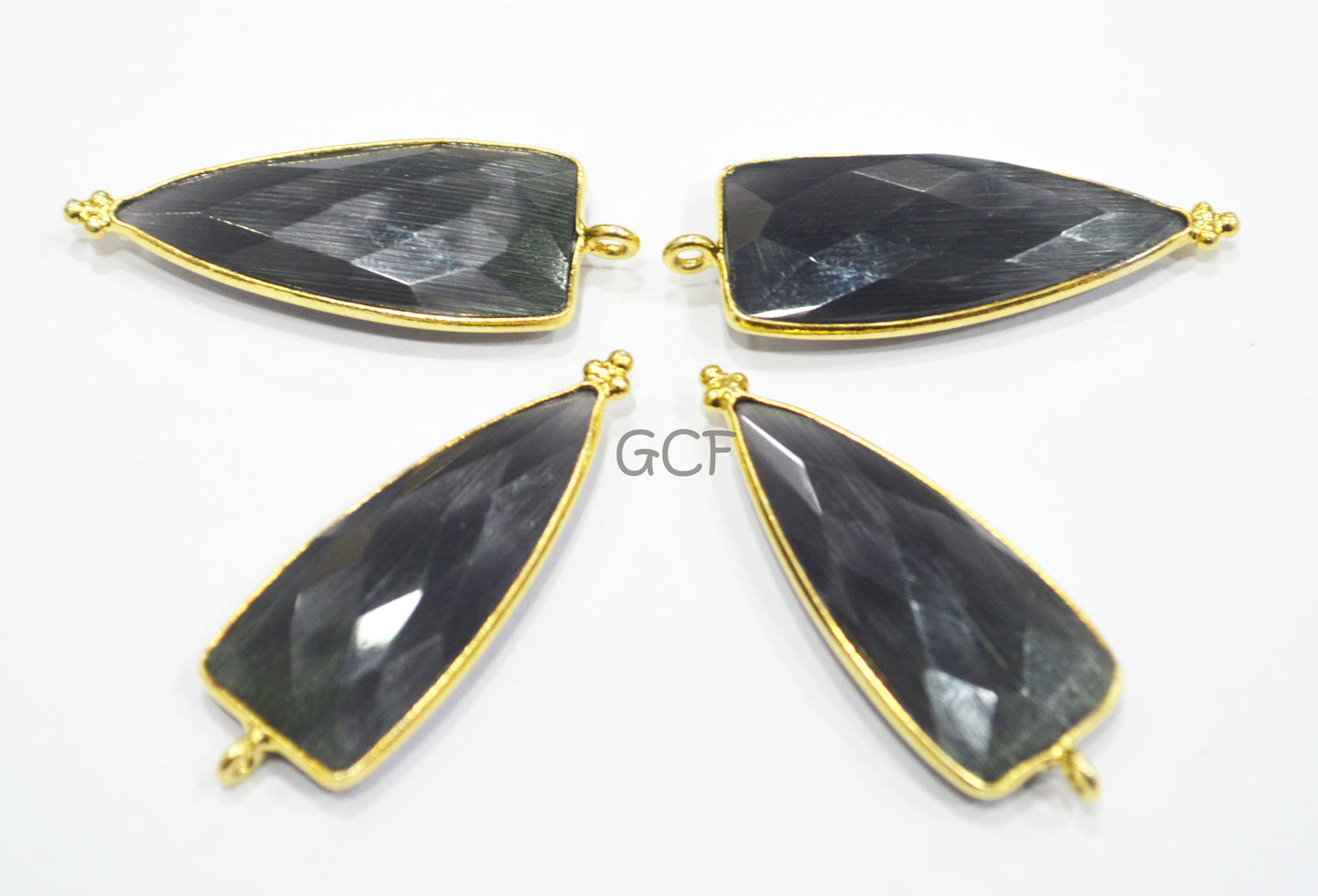 Jet Black Hydro Glass Faceted Single Bail Connector , Jet Black Hydro Glass Arrowhead Shape Connector , Sold By Piece , 13x29 mm , RB-6965