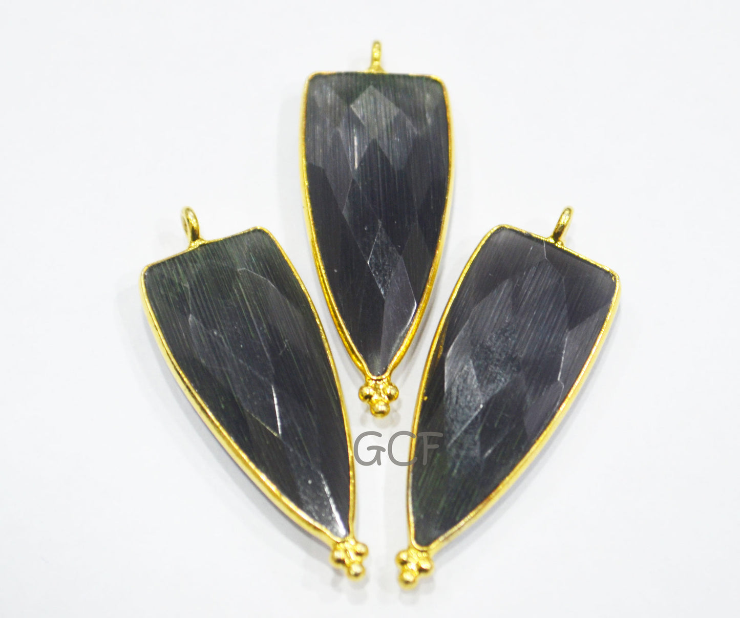 Jet Black Hydro Glass Faceted Single Bail Connector , Jet Black Hydro Glass Arrowhead Shape Connector , Sold By Piece , 13x29 mm , RB-6965