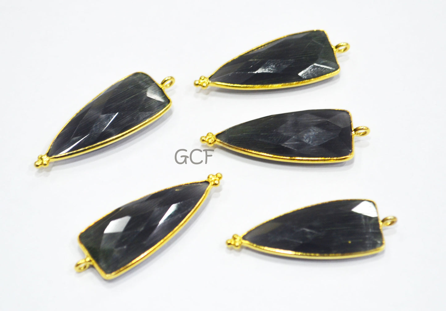 Jet Black Hydro Glass Faceted Single Bail Connector , Jet Black Hydro Glass Arrowhead Shape Connector , Sold By Piece , 13x29 mm , RB-6965