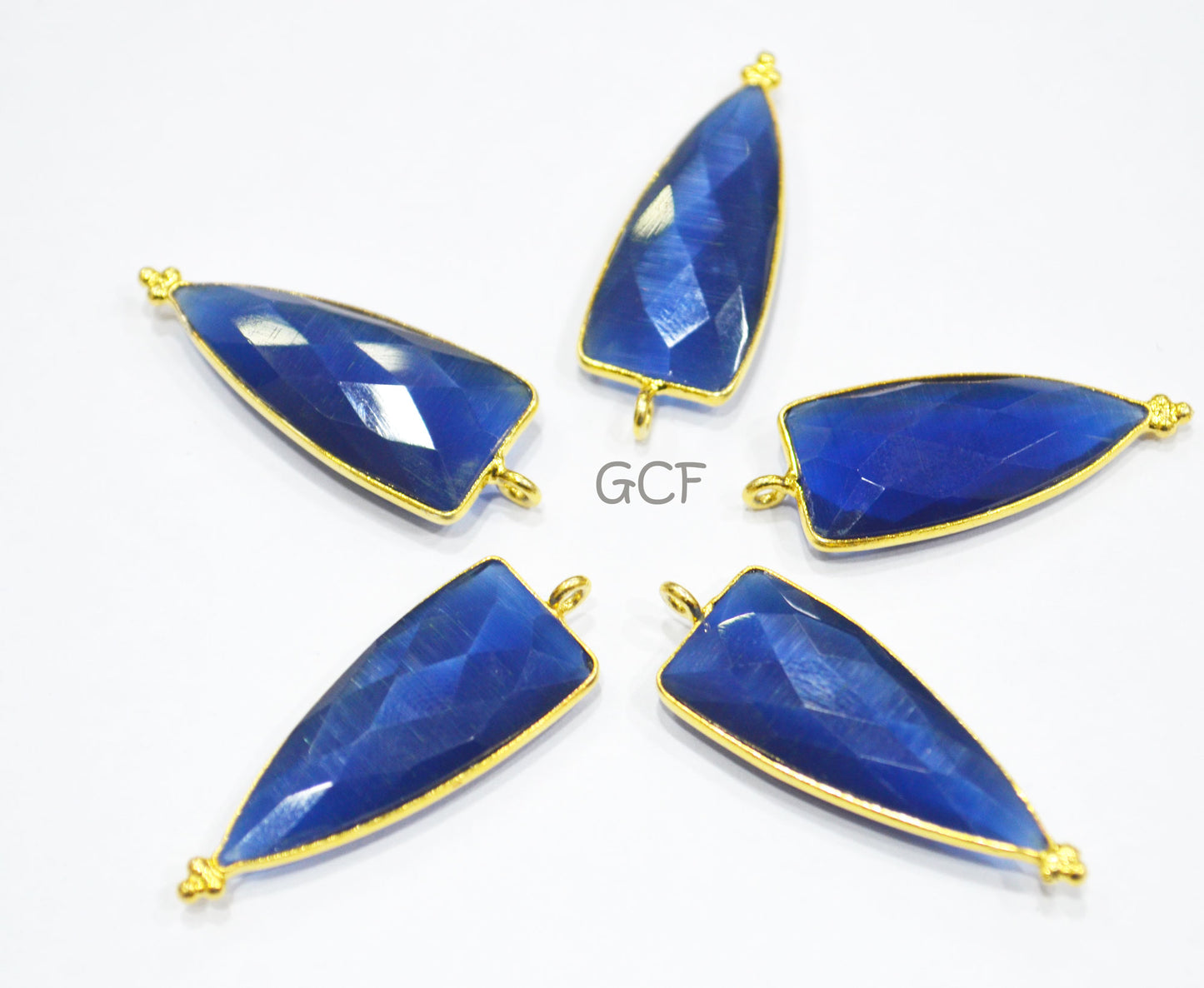 Sapphire Blue Hydro Glass Faceted Single Bail Connector , Sapphire Hydro Glass Arrowhead Shape Connector ,Sold By Piece , 13x29 mm , RB-6967