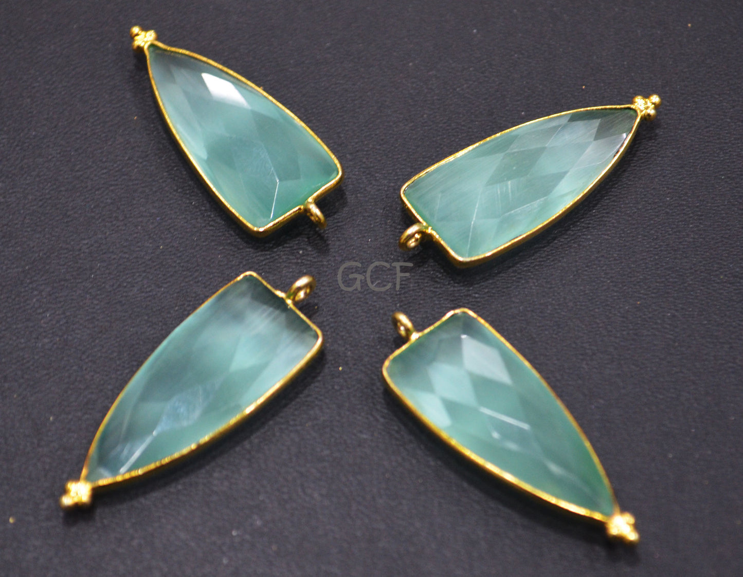 Light Sea Green Hydro Glass Faceted Connector , Light Sea Green Hydro Glass Arrowhead Shape Connector , Sold By Piece , 13x29 mm , RB-6968