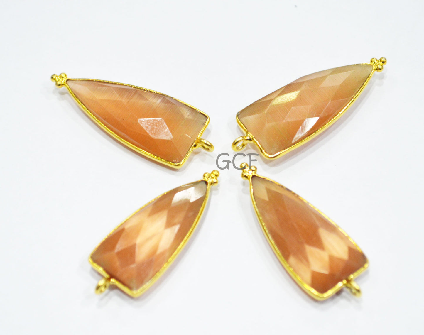 Caramel Color Hydro Glass Faceted Single Bail Connector ,Caramel Color Hydro Glass Arrowhead Shape Connector,Sold By Piece ,13x29 mm,RB-6969