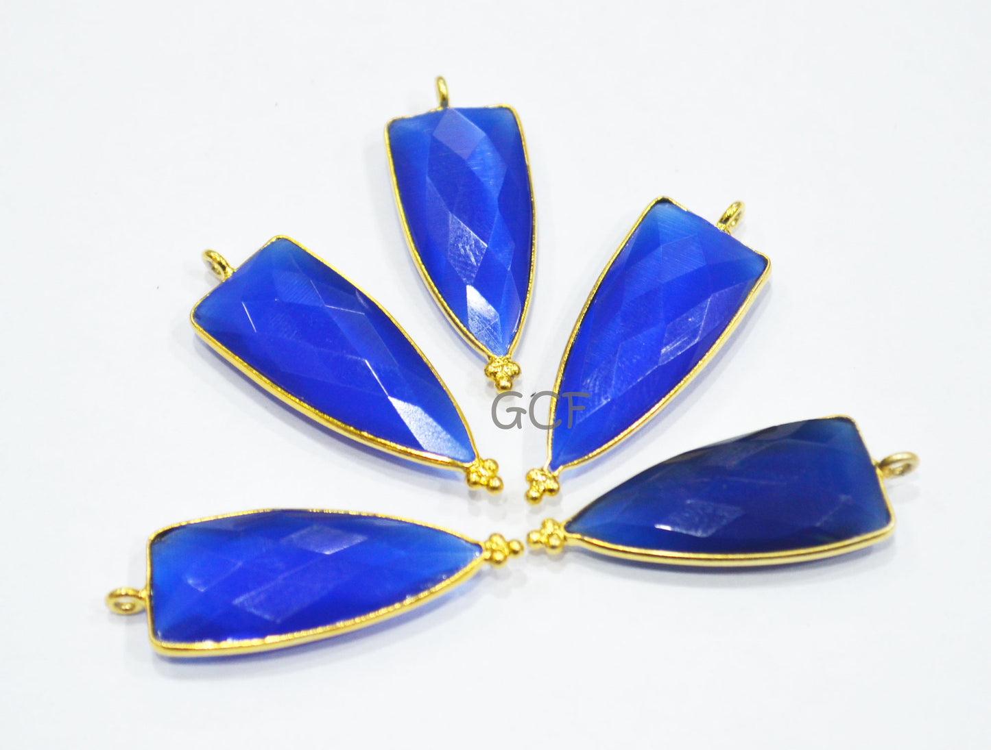 Royal Blue Hydro Glass Faceted Single Bail Connector , Royal Blue Hydro Glass Arrowhead Shape Connector , Sold By Piece , 13x29 mm , RB-6970