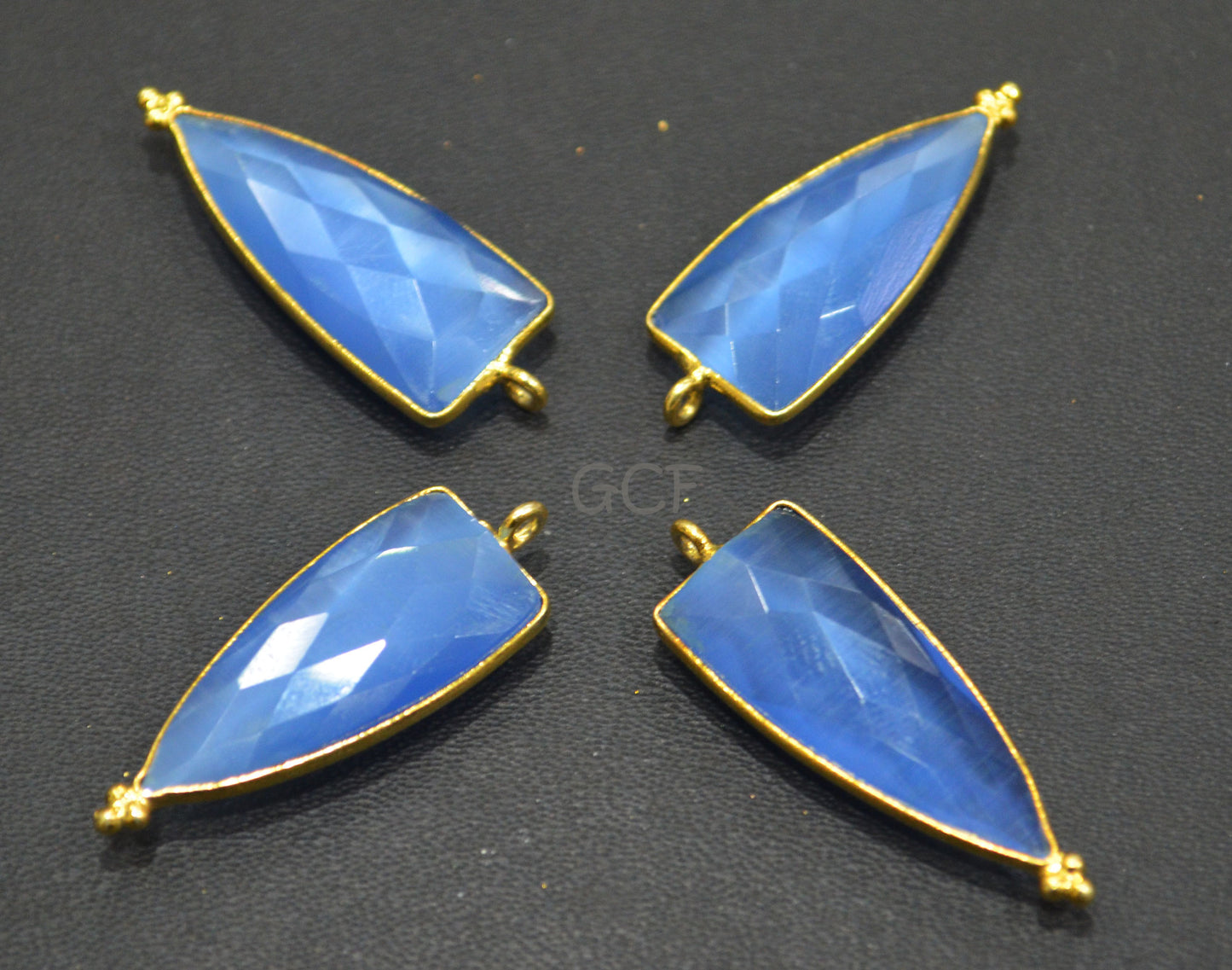 Corn Flower Blue Hydro Glass Faceted Connector , Corn Flower Blue Hydro Glass Arrowhead Shape Connector , Sold By Piece , 13x29 mm , RB-6971