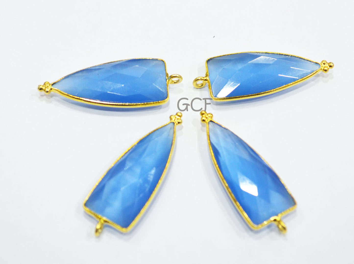 Corn Flower Blue Hydro Glass Faceted Connector , Corn Flower Blue Hydro Glass Arrowhead Shape Connector , Sold By Piece , 13x29 mm , RB-6971