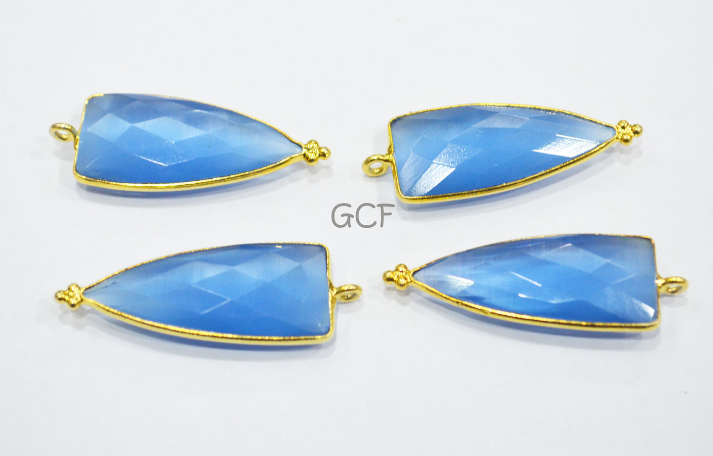 Corn Flower Blue Hydro Glass Faceted Connector , Corn Flower Blue Hydro Glass Arrowhead Shape Connector , Sold By Piece , 13x29 mm , RB-6971