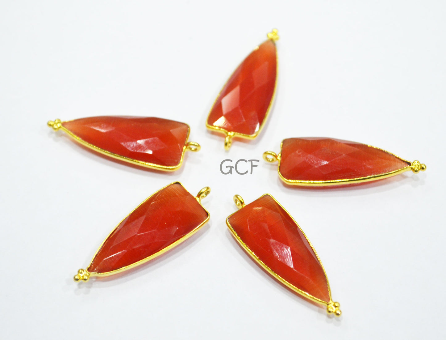 Carnelian Color Hydro Glass Faceted Connector , Carnelian Color Hydro Glass Arrowhead Shape Connector , Sold By Piece , 13x29 mm , RB-6973