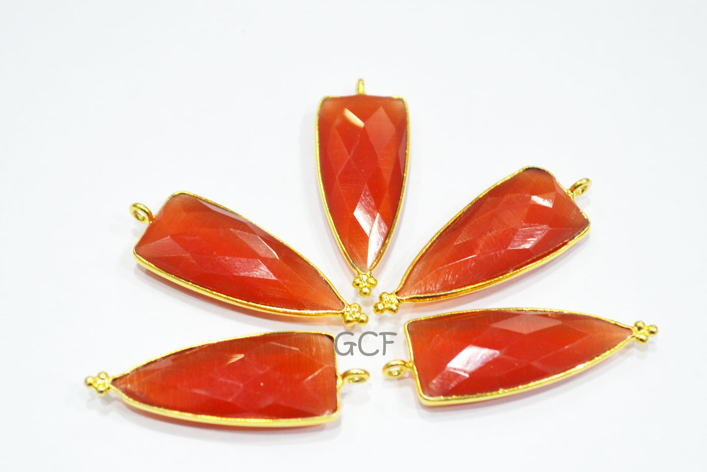 Carnelian Color Hydro Glass Faceted Connector , Carnelian Color Hydro Glass Arrowhead Shape Connector , Sold By Piece , 13x29 mm , RB-6973