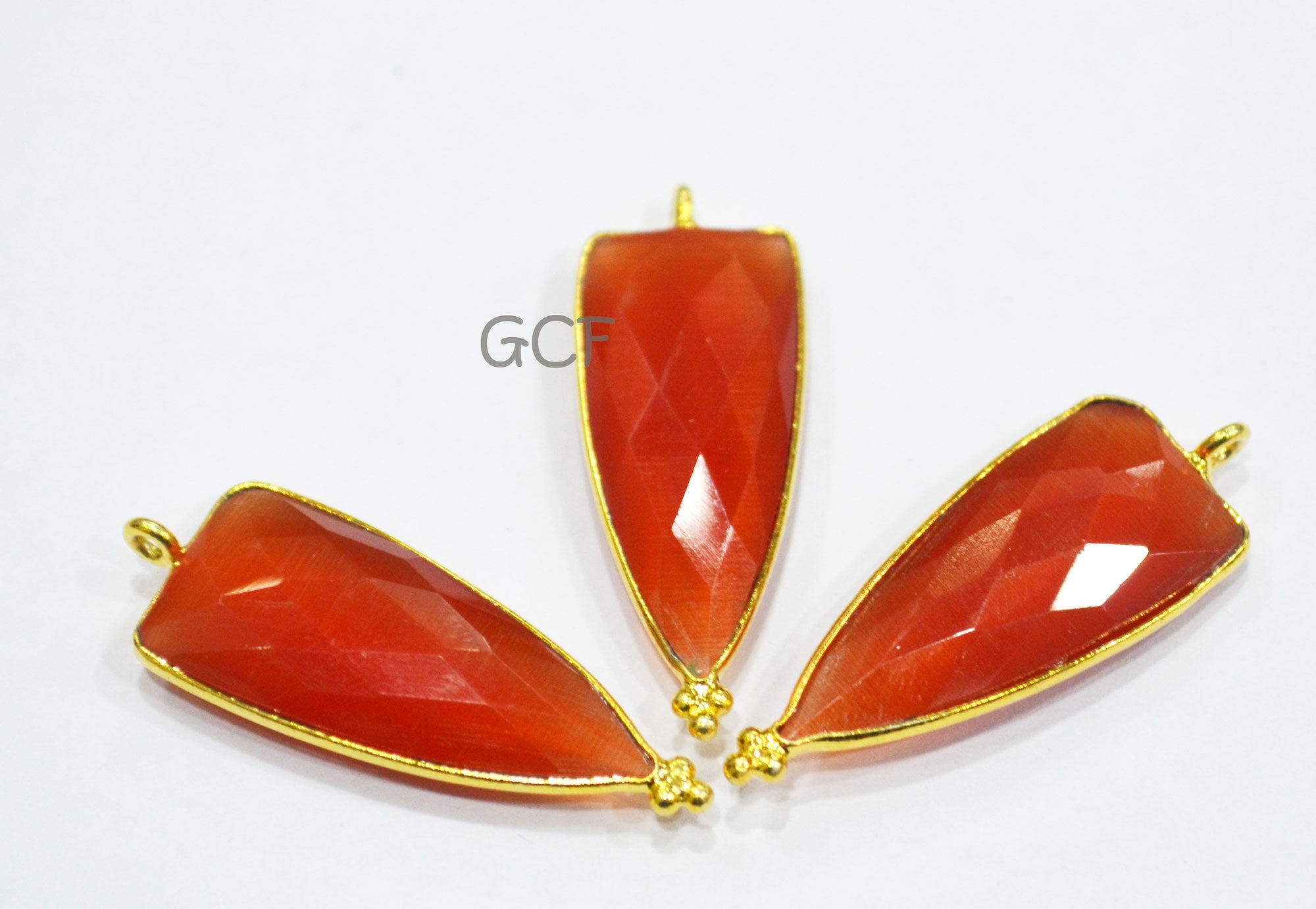 Carnelian Color Hydro Glass Faceted Connector , Carnelian Color Hydro Glass Arrowhead Shape Connector , Sold By Piece , 13x29 mm , RB-6973