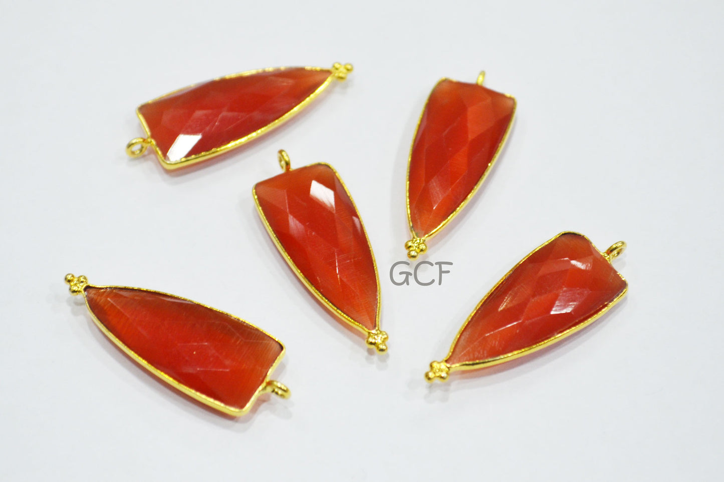 Carnelian Color Hydro Glass Faceted Connector , Carnelian Color Hydro Glass Arrowhead Shape Connector , Sold By Piece , 13x29 mm , RB-6973