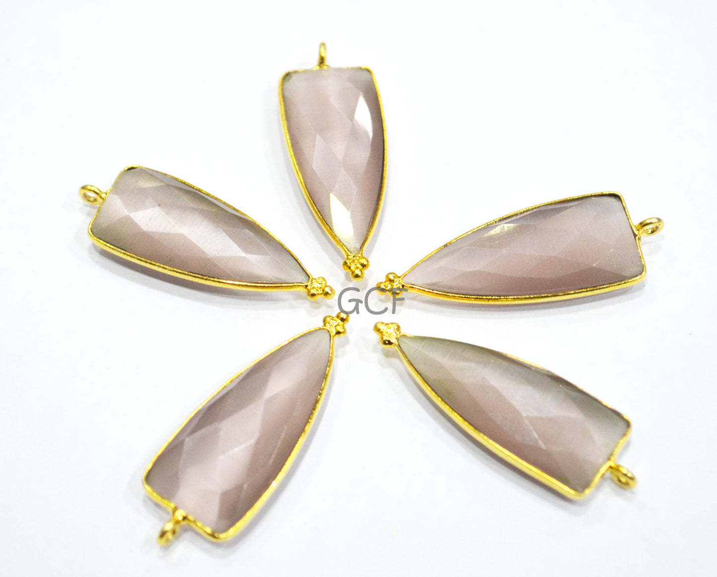 Light Rose Quartz Hydro Glass Faceted Connector ,Light Rose Quartz Hydro Glass Arrowhead Shape Connector ,Sold By Piece , 13x29 mm , RB-6976