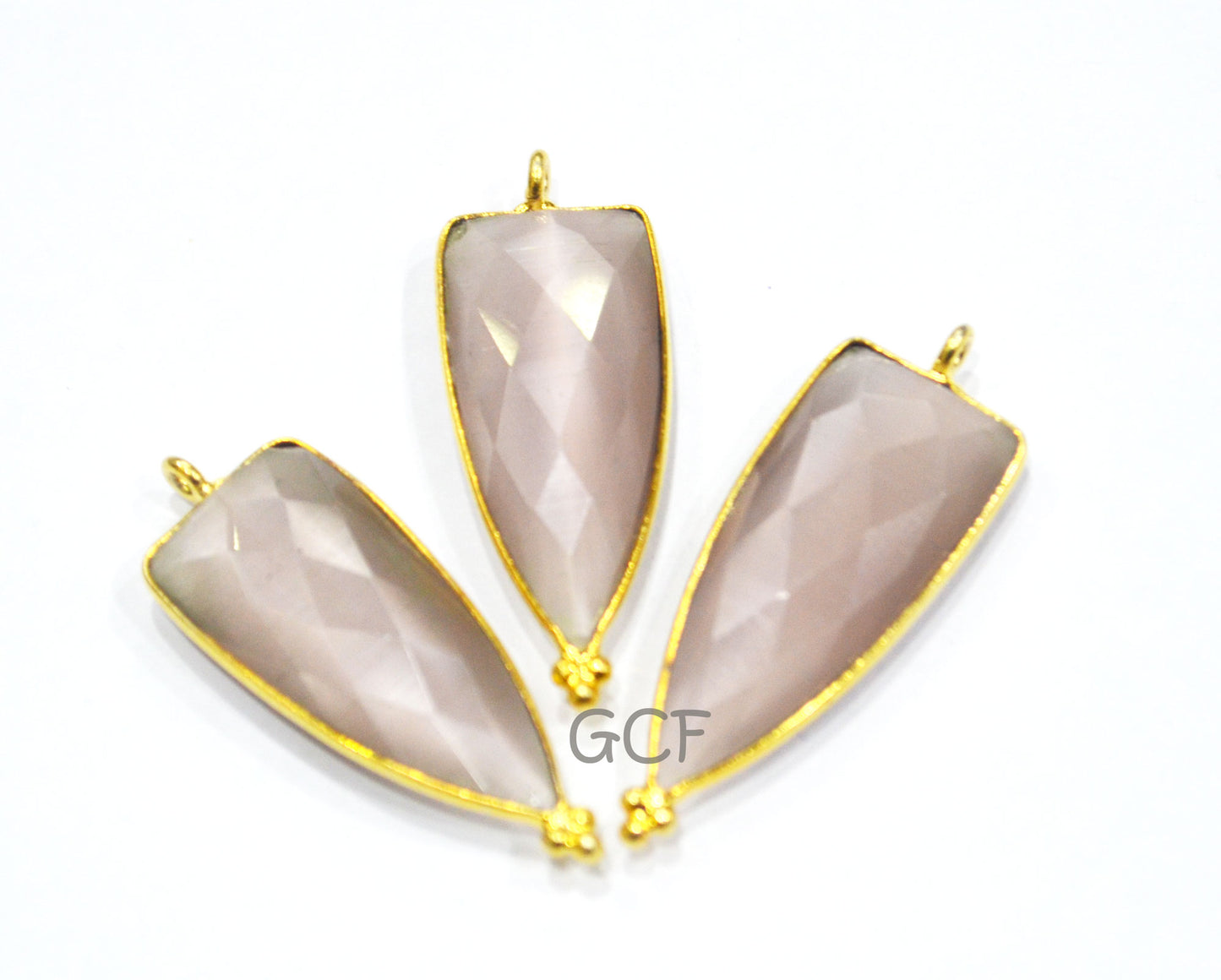 Light Rose Quartz Hydro Glass Faceted Connector ,Light Rose Quartz Hydro Glass Arrowhead Shape Connector ,Sold By Piece , 13x29 mm , RB-6976