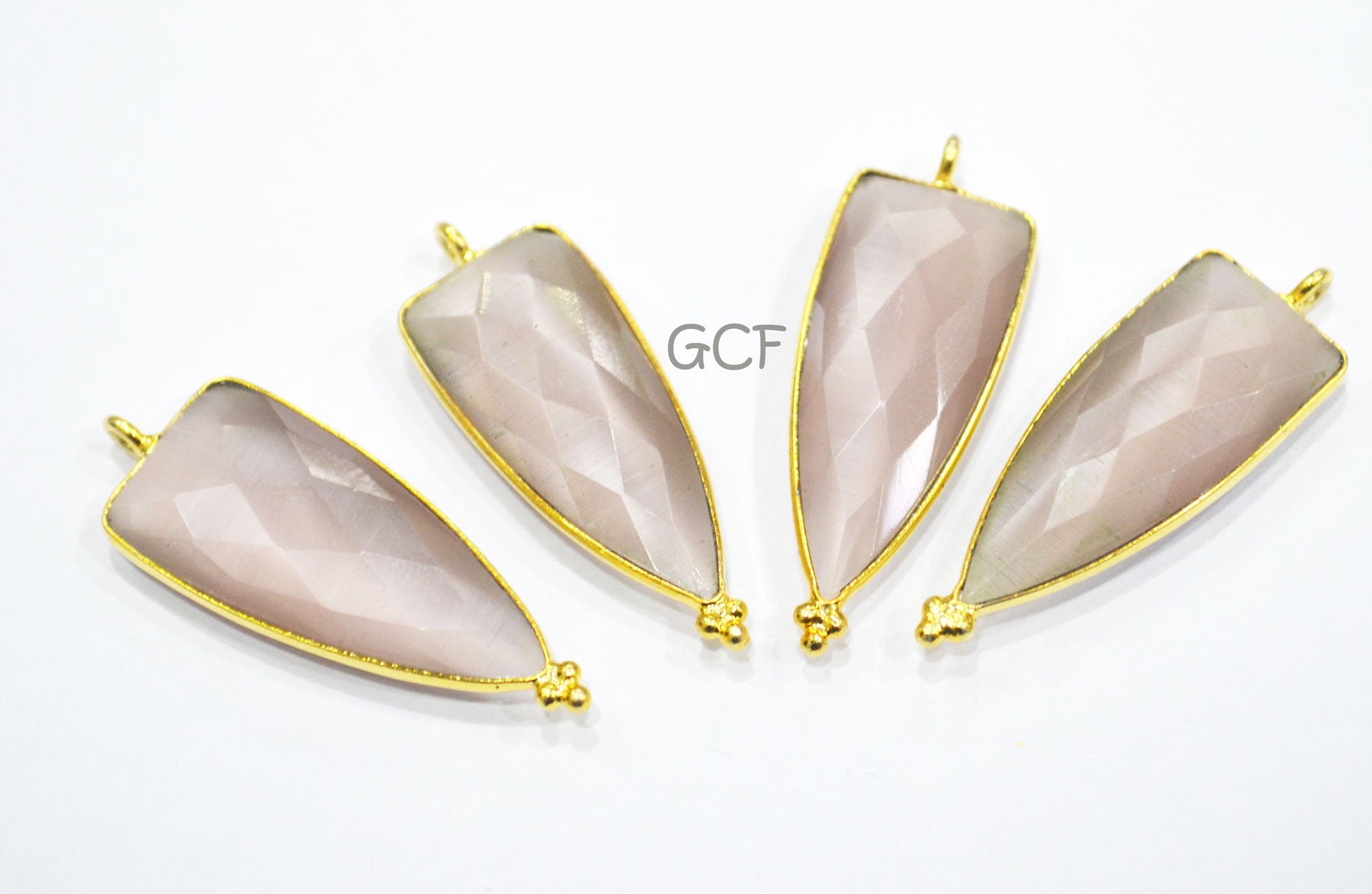 Light Rose Quartz Hydro Glass Faceted Connector ,Light Rose Quartz Hydro Glass Arrowhead Shape Connector ,Sold By Piece , 13x29 mm , RB-6976