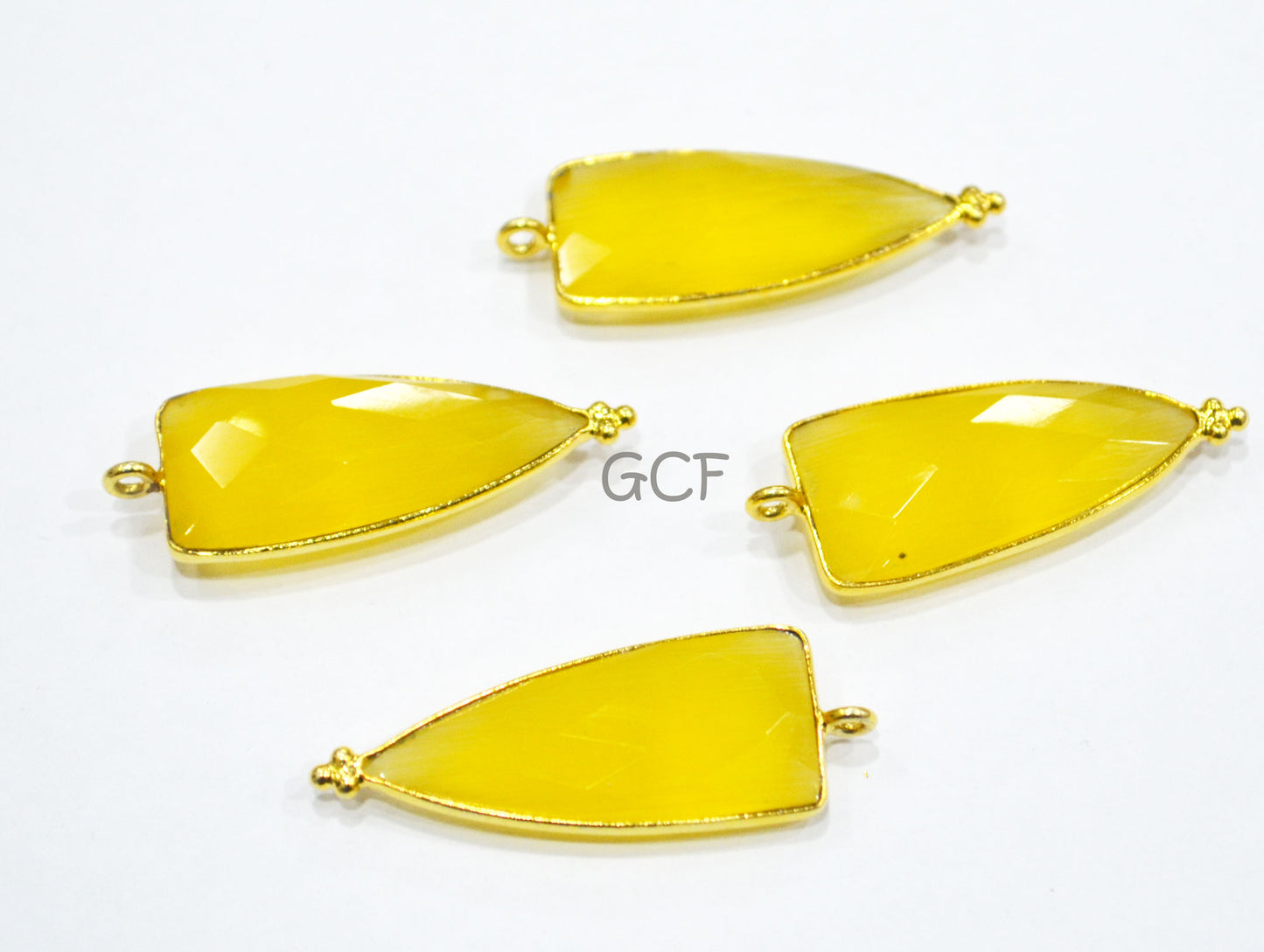 Yellow Hydro Glass Faceted Single Bail Connector , Yellow Hydro Glass Arrowhead Shape Connector , Sold By Piece , 13x29 mm , RB-6977