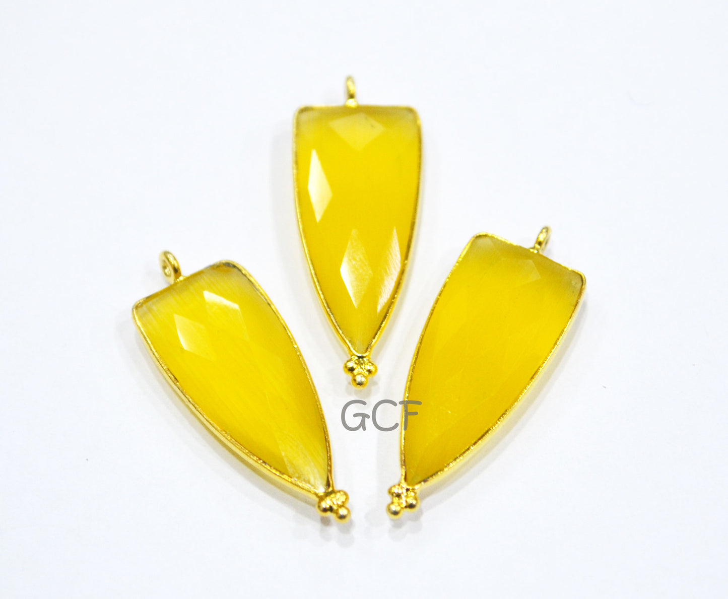 Yellow Hydro Glass Faceted Single Bail Connector , Yellow Hydro Glass Arrowhead Shape Connector , Sold By Piece , 13x29 mm , RB-6977