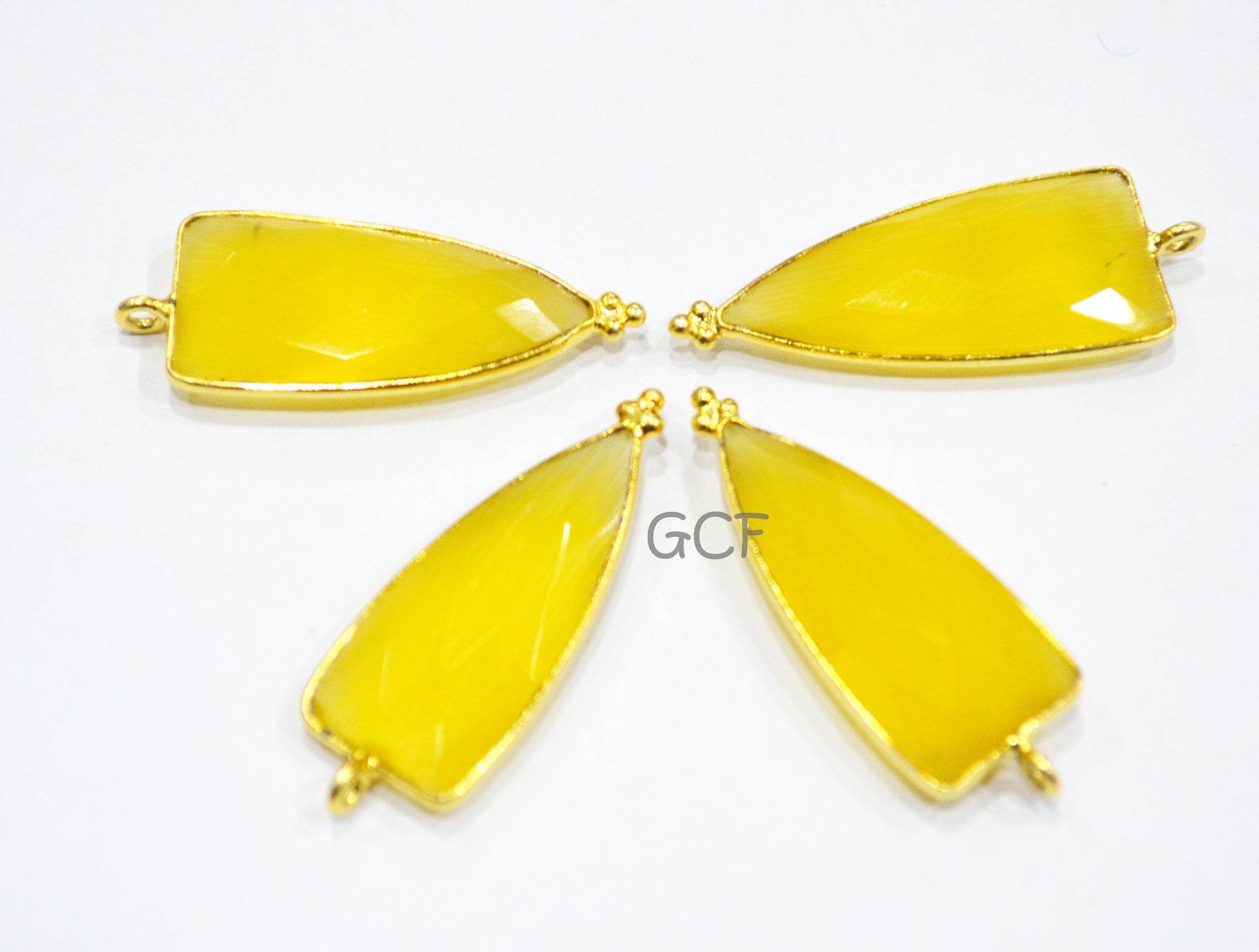Yellow Hydro Glass Faceted Single Bail Connector , Yellow Hydro Glass Arrowhead Shape Connector , Sold By Piece , 13x29 mm , RB-6977