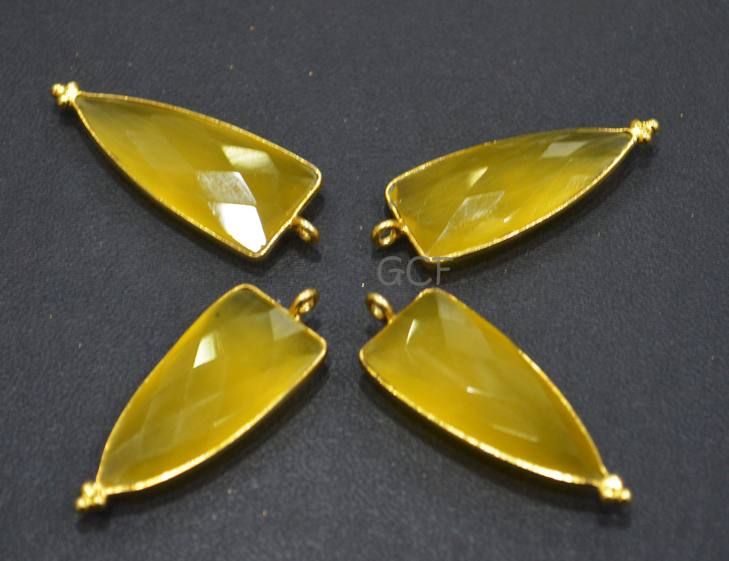 Yellow Hydro Glass Faceted Single Bail Connector , Yellow Hydro Glass Arrowhead Shape Connector , Sold By Piece , 13x29 mm , RB-6977