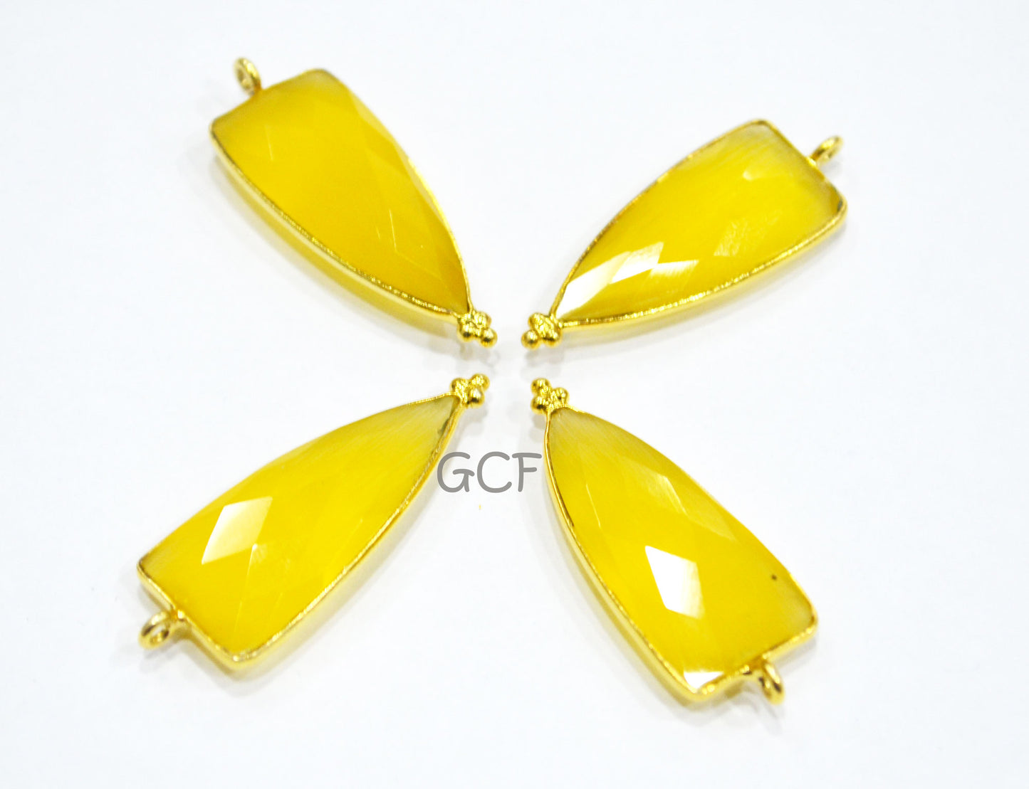 Yellow Hydro Glass Faceted Single Bail Connector , Yellow Hydro Glass Arrowhead Shape Connector , Sold By Piece , 13x29 mm , RB-6977