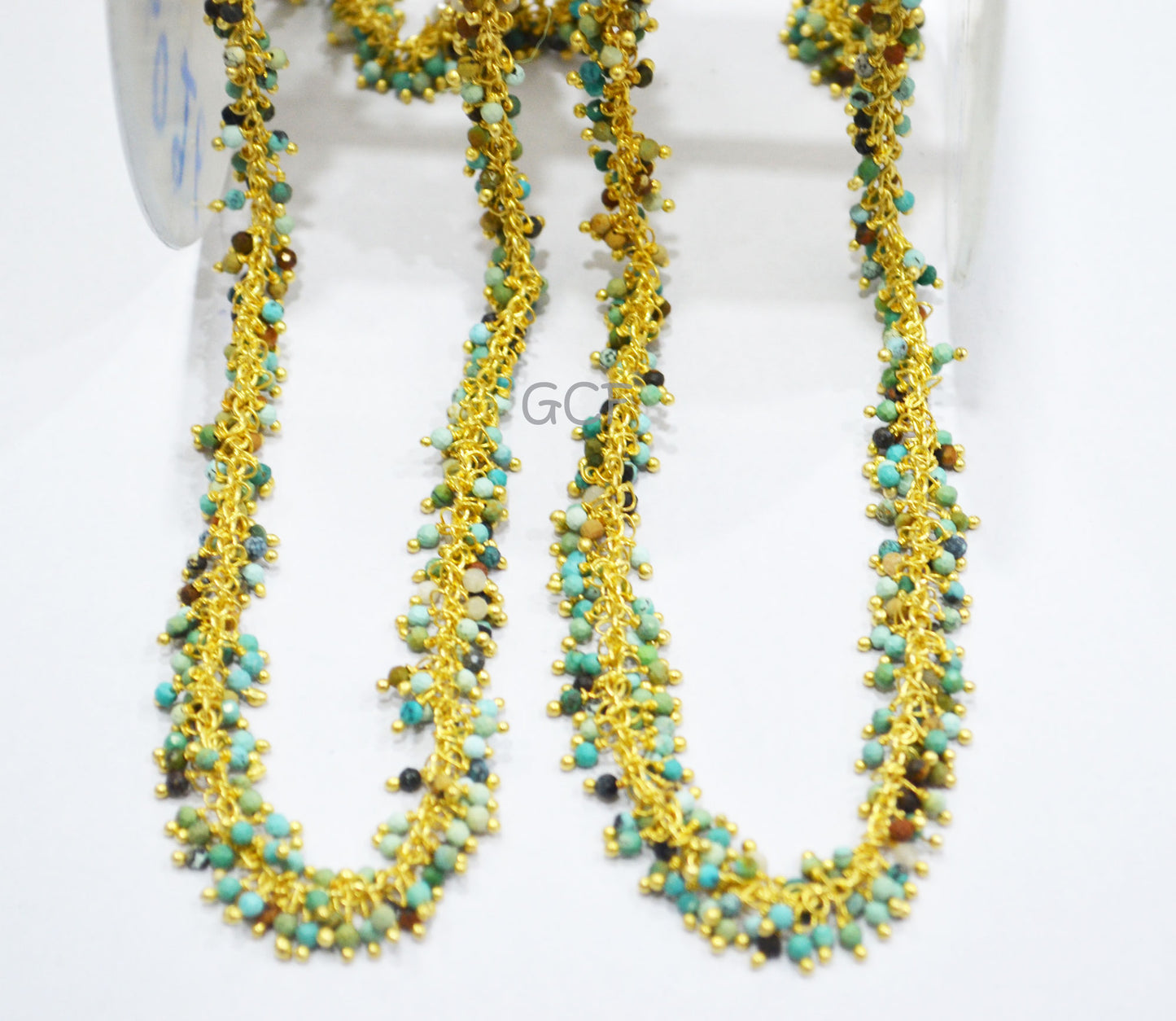 Arizona Turquoise Faceted Round Shape Angoori Cluster Chain , Arizona Turquoise Round Grape Chain , 2 - 2.50 mm , RB-6995