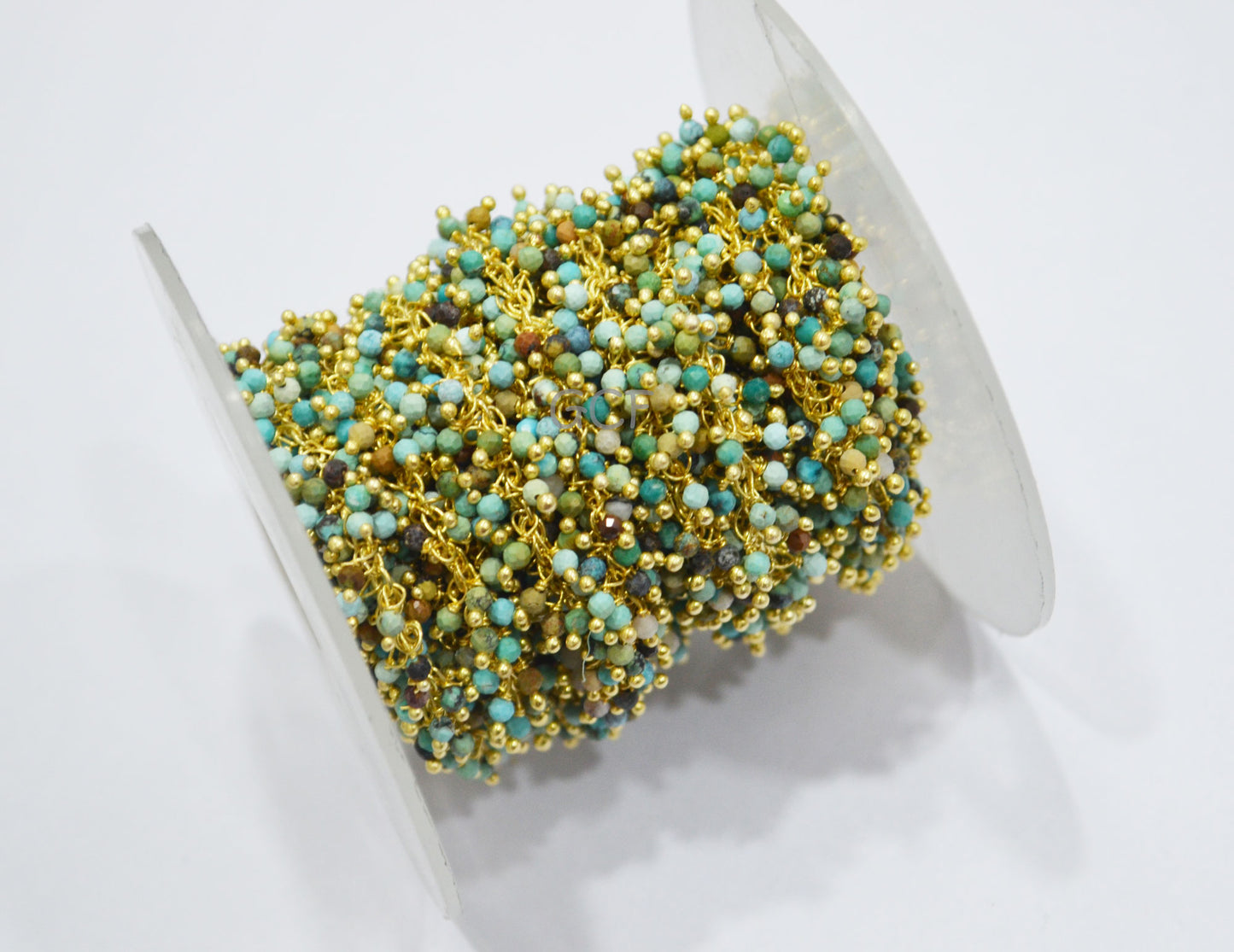 Arizona Turquoise Faceted Round Shape Angoori Cluster Chain , Arizona Turquoise Round Grape Chain , 2 - 2.50 mm , RB-6995