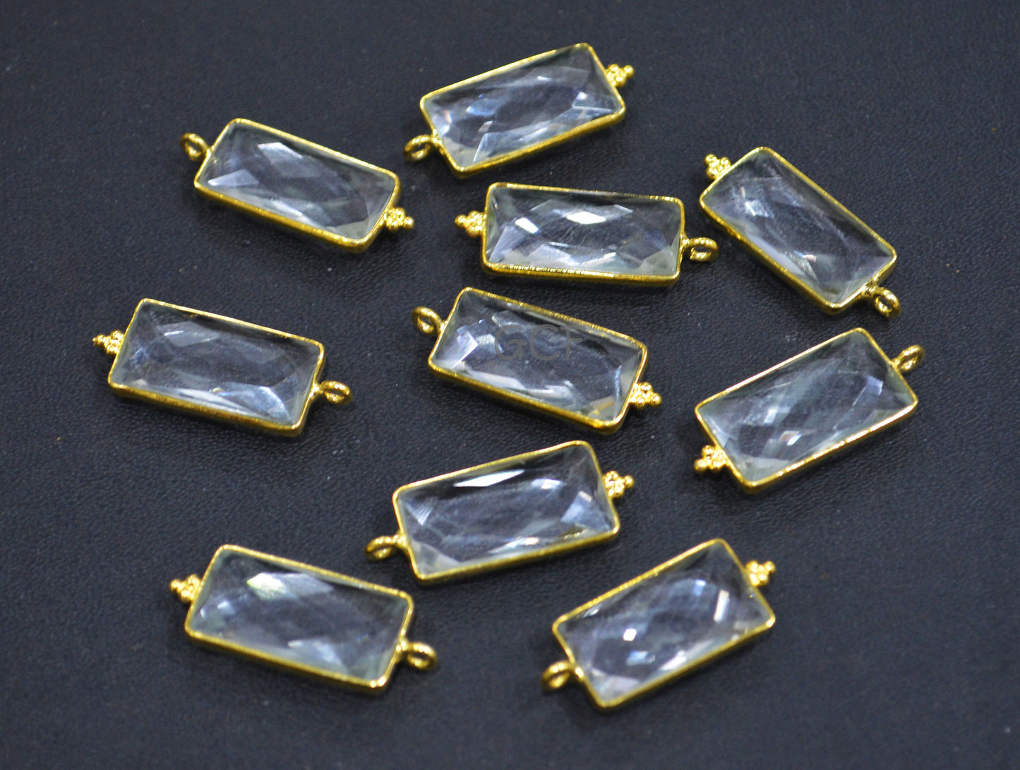 Crystal Faceted Baguette Shape Connector , Crystal Baguette Shape Single Bail Bezel Connector , Sold By Piece , 11x21 mm , RB-7007