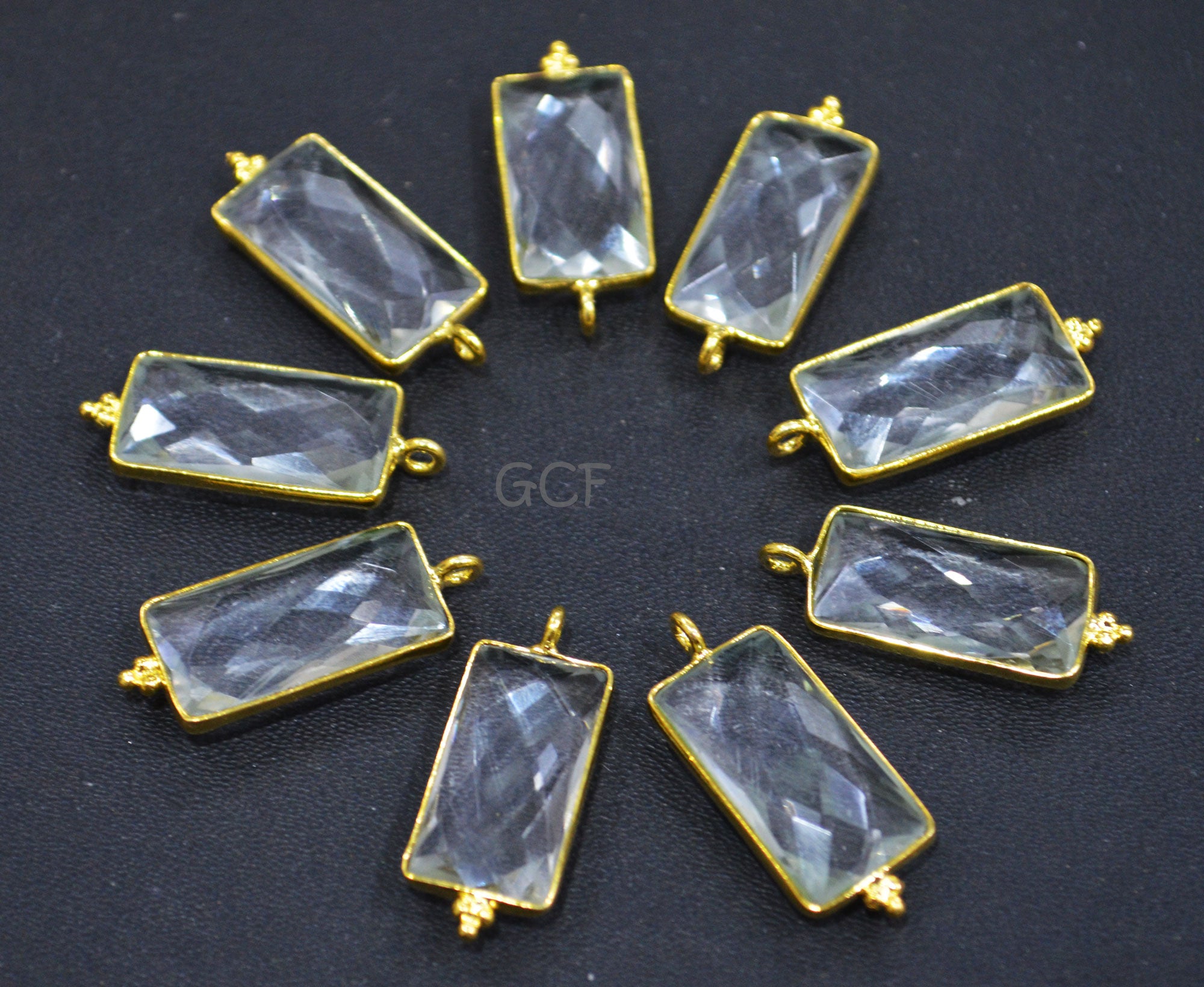 Crystal Faceted Baguette Shape Connector , Crystal Baguette Shape Single Bail Bezel Connector , Sold By Piece , 11x21 mm , RB-7007