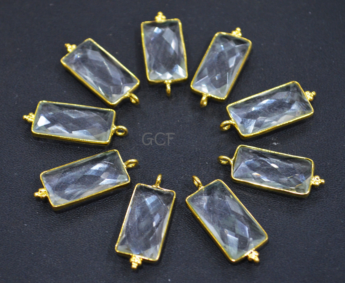 Crystal Faceted Baguette Shape Connector , Crystal Baguette Shape Single Bail Bezel Connector , Sold By Piece , 11x21 mm , RB-7007