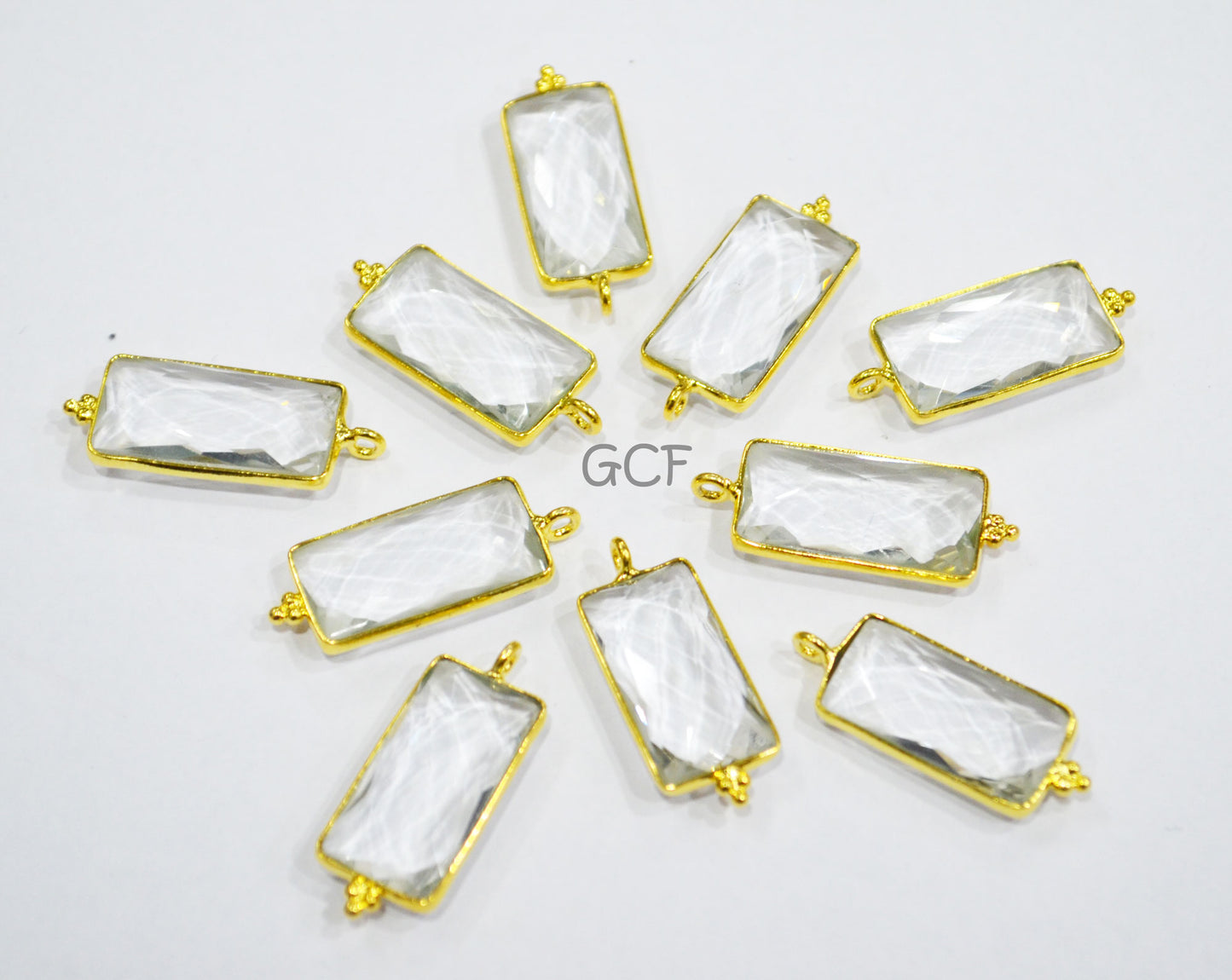 Crystal Faceted Baguette Shape Connector , Crystal Baguette Shape Single Bail Bezel Connector , Sold By Piece , 11x21 mm , RB-7007