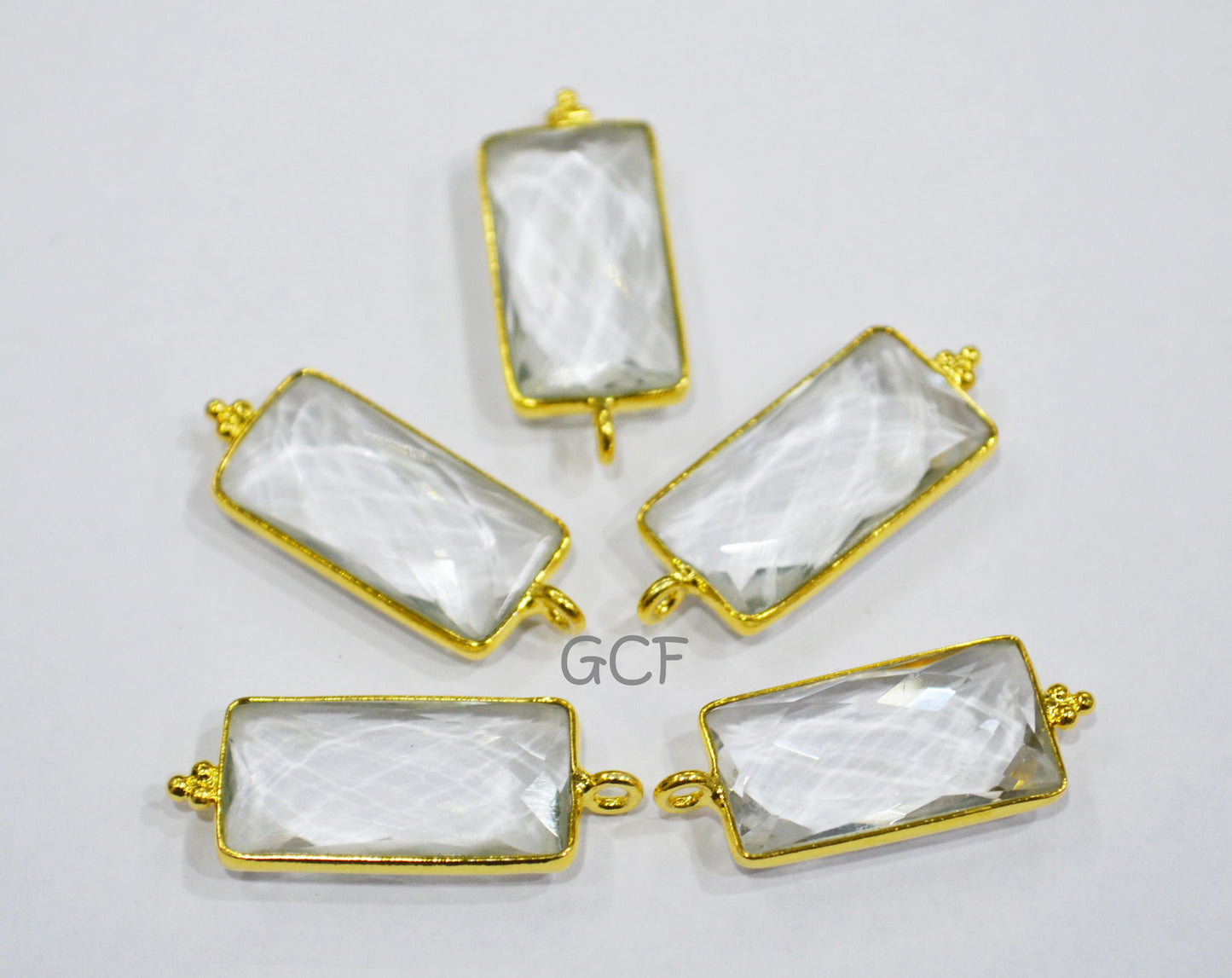 Crystal Faceted Baguette Shape Connector , Crystal Baguette Shape Single Bail Bezel Connector , Sold By Piece , 11x21 mm , RB-7007
