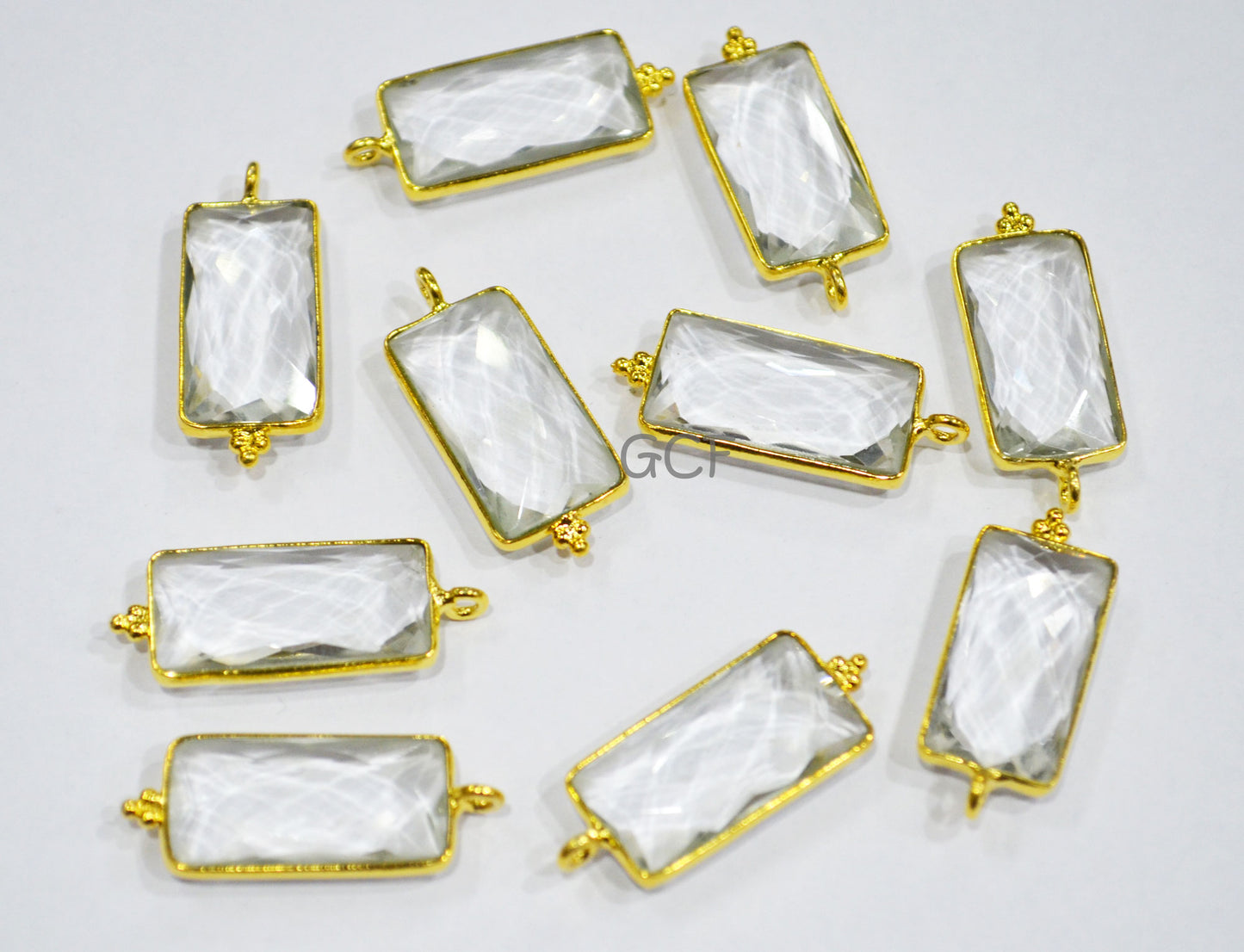 Crystal Faceted Baguette Shape Connector , Crystal Baguette Shape Single Bail Bezel Connector , Sold By Piece , 11x21 mm , RB-7007