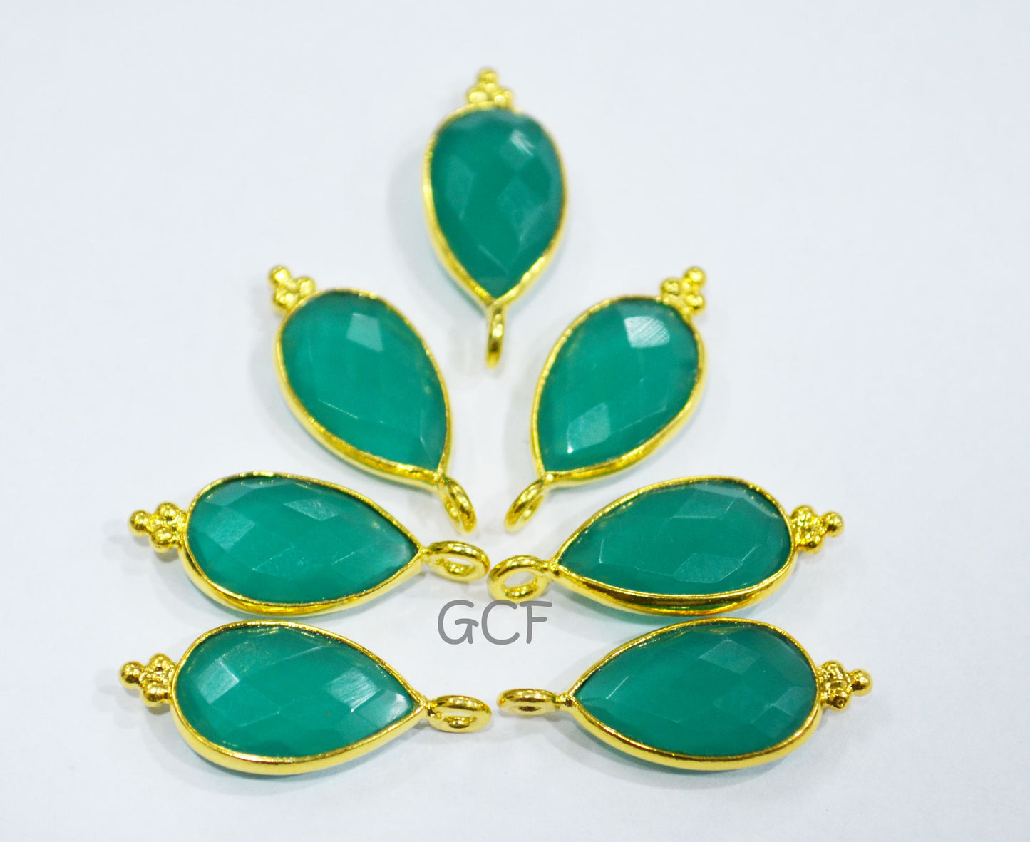 Green Onyx Faceted Pear Shape Connector , Green Onyx Single Bail Pear Shape Bezel Connector , Sold By Piece , 9x22 mm , RB-7008