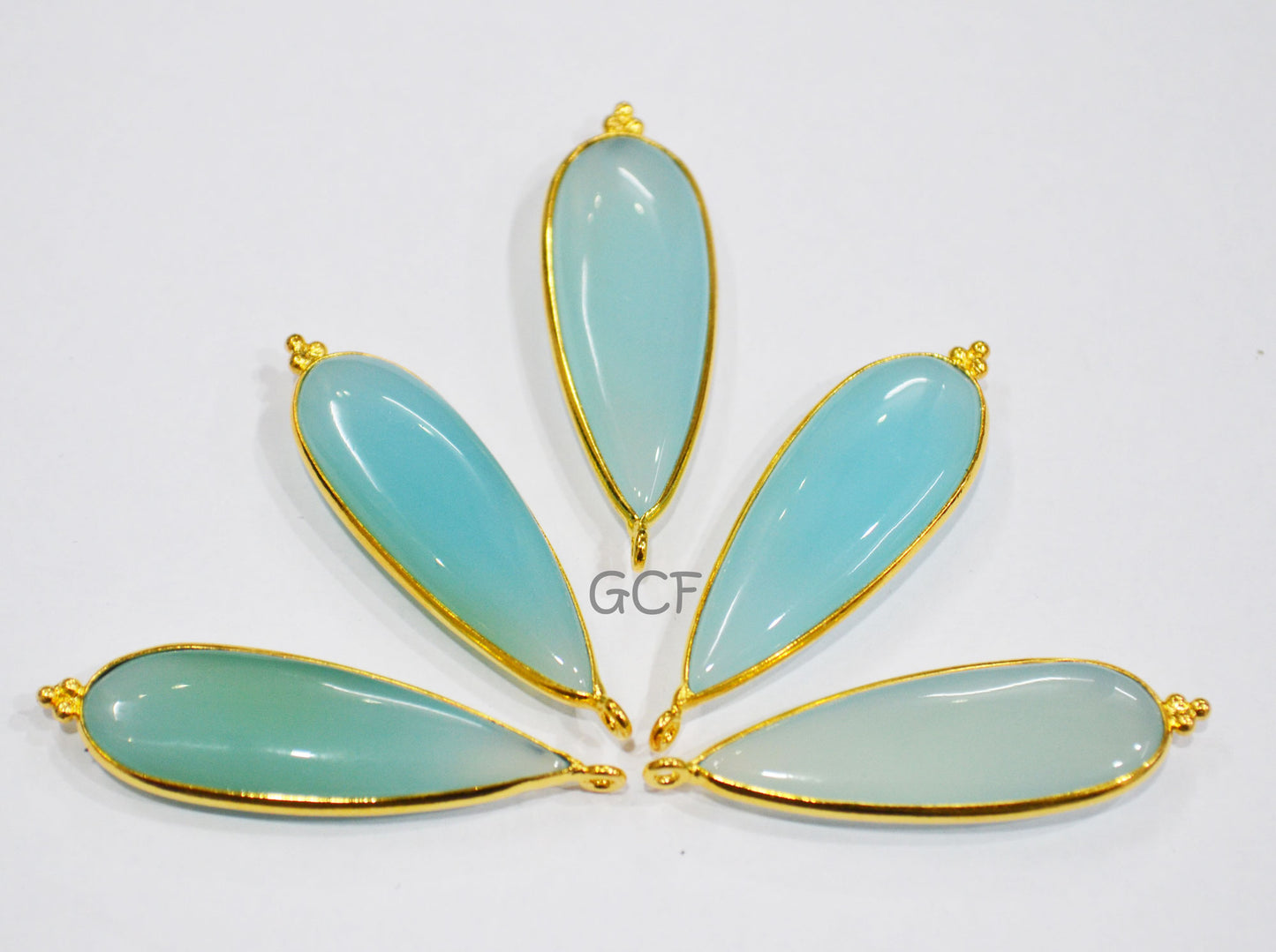 Aqua Chalcedony Smooth Pear Shape Single Bail Connector , Aqua Chalcedony Bezel Connector , Sold By Piece , 14x35 - 15x36 mm , RB-7009