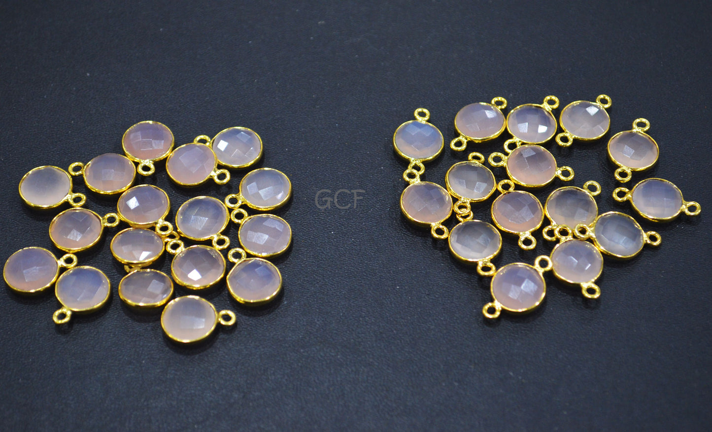 Rose Chalcedony Faceted Coin Shape Double Bail Connector , Rose Chalcedony Single Bail Bezel Connector , Sold By Piece , 10 mm , RB-7010