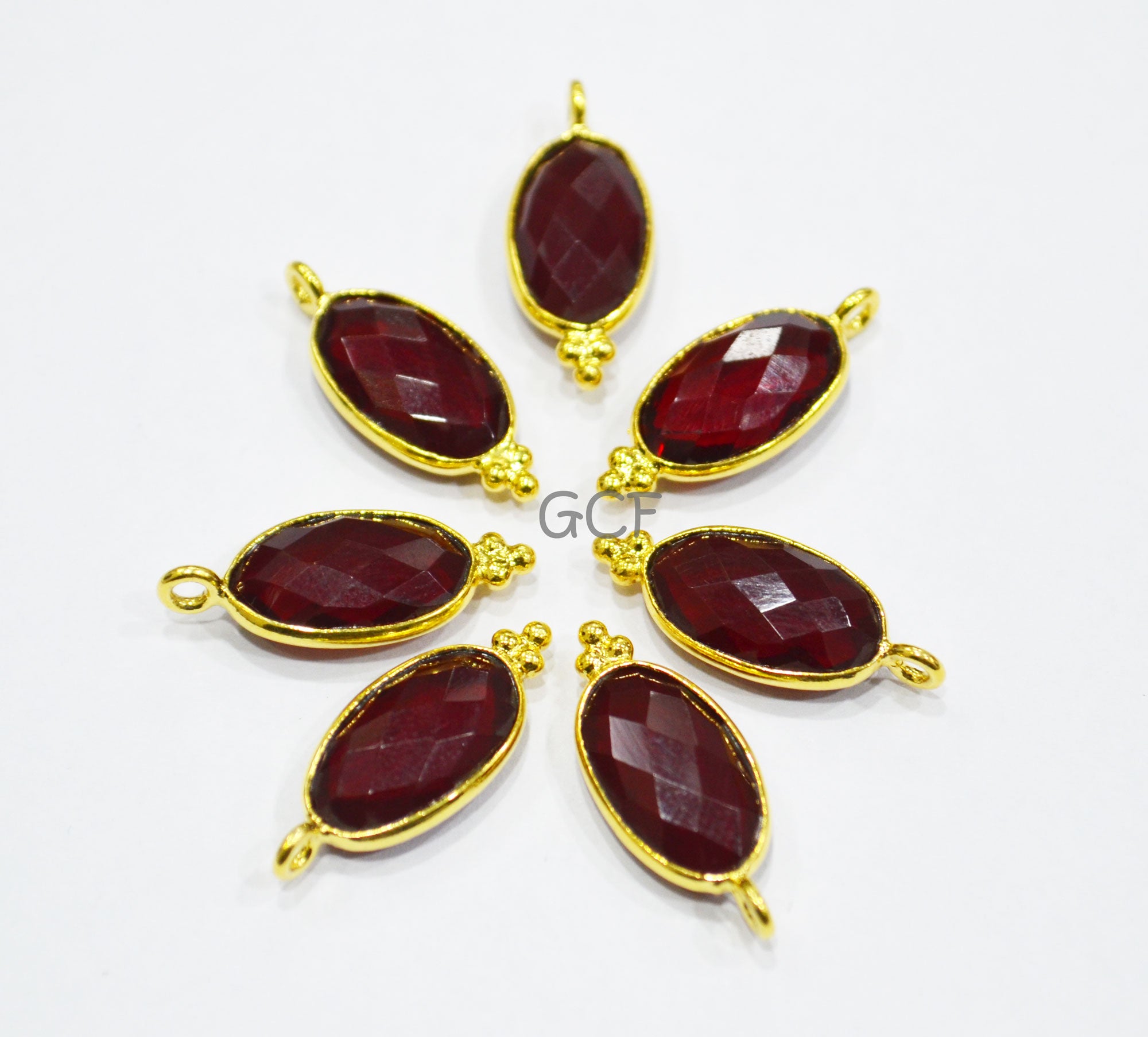 Mozambique Garnet Faceted Oval Shape Connector , Mozambique Garnet Single Bail Oval Shape Bezel Connector , Sold By Piece , 9x22 mm ,RB-7012