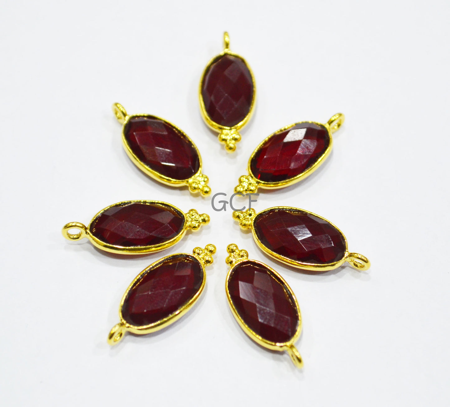 Mozambique Garnet Faceted Oval Shape Connector , Mozambique Garnet Single Bail Oval Shape Bezel Connector , Sold By Piece , 9x22 mm ,RB-7012