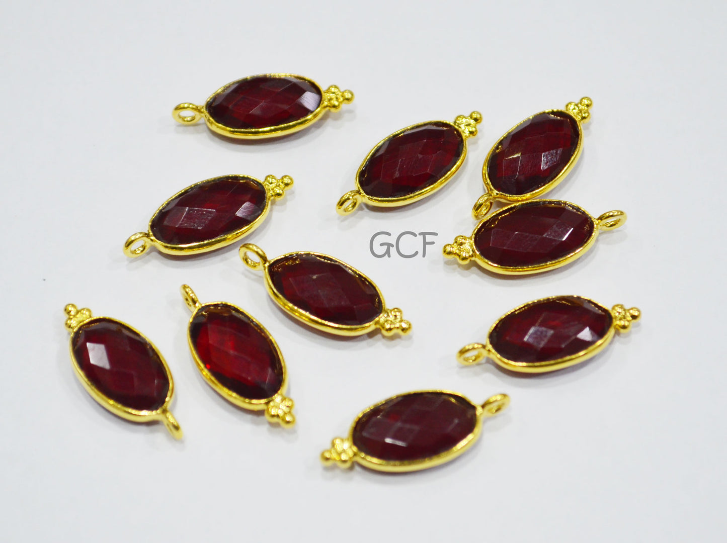 Mozambique Garnet Faceted Oval Shape Connector , Mozambique Garnet Single Bail Oval Shape Bezel Connector , Sold By Piece , 9x22 mm ,RB-7012