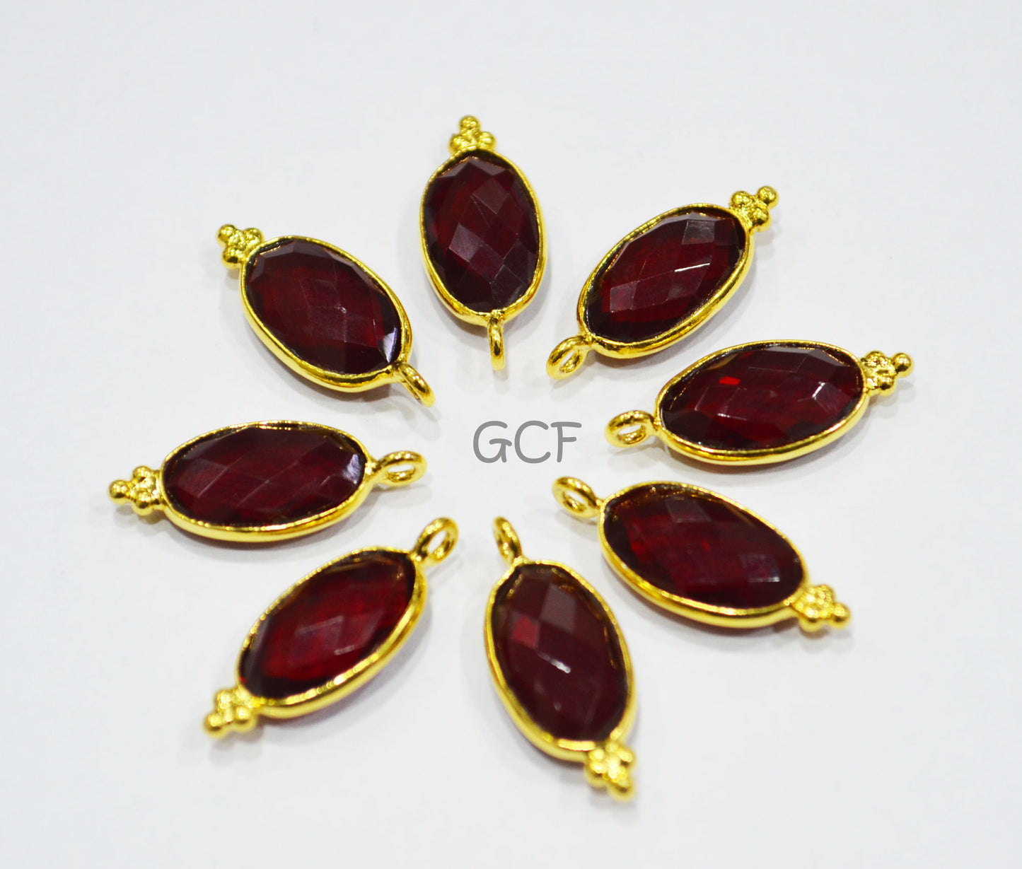 Mozambique Garnet Faceted Oval Shape Connector , Mozambique Garnet Single Bail Oval Shape Bezel Connector , Sold By Piece , 9x22 mm ,RB-7012