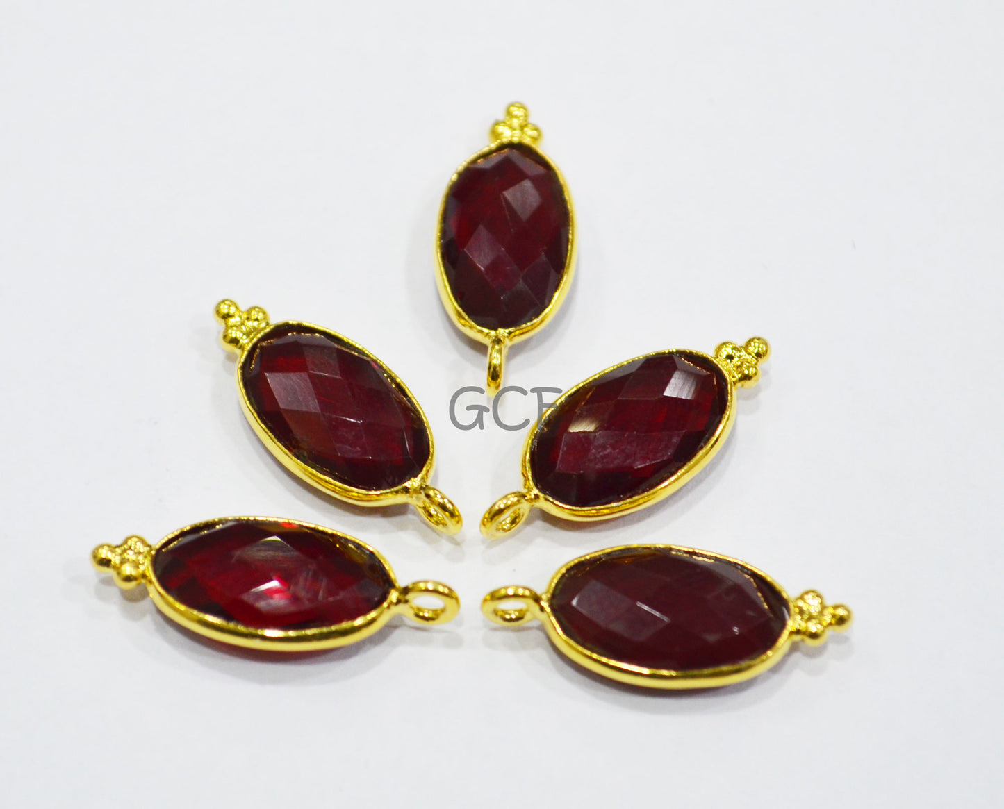 Mozambique Garnet Faceted Oval Shape Connector , Mozambique Garnet Single Bail Oval Shape Bezel Connector , Sold By Piece , 9x22 mm ,RB-7012