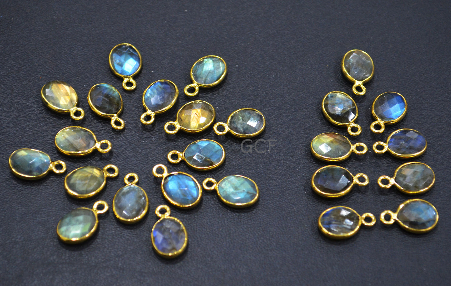 Labradorite Faceted Oval Shape Connector , Labradorite Oval Shape Single Bail Bezel Connector , Sold By Piece , 9x12 mm , RB-7013