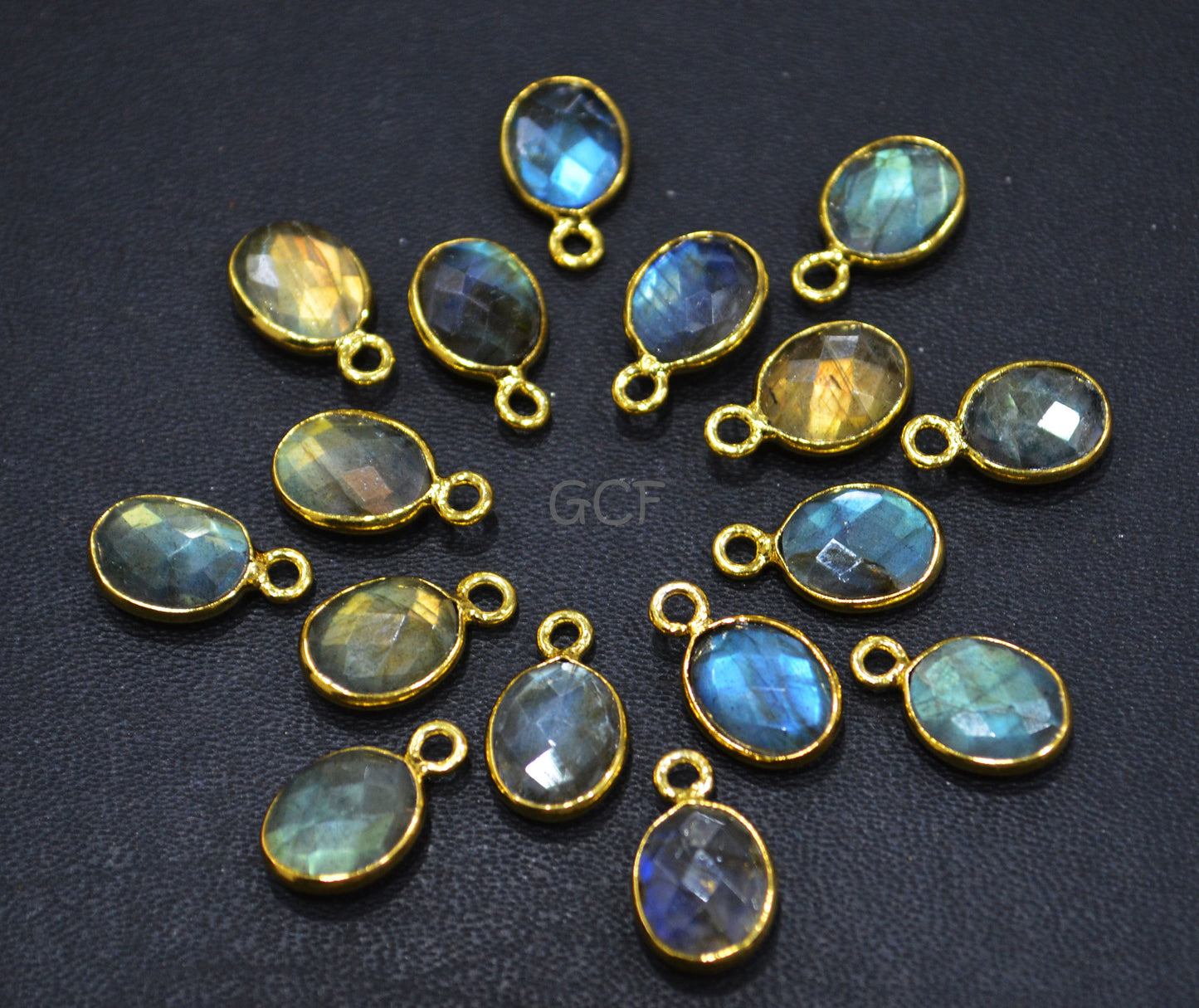 Labradorite Faceted Oval Shape Connector , Labradorite Oval Shape Single Bail Bezel Connector , Sold By Piece , 9x12 mm , RB-7013