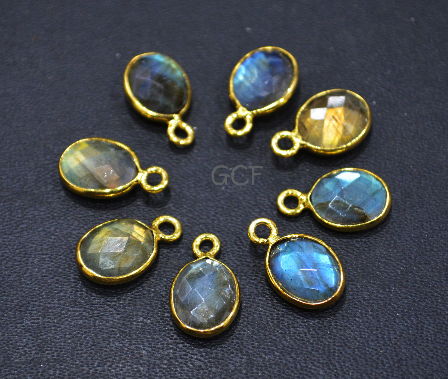 Labradorite Faceted Oval Shape Connector , Labradorite Oval Shape Single Bail Bezel Connector , Sold By Piece , 9x12 mm , RB-7013
