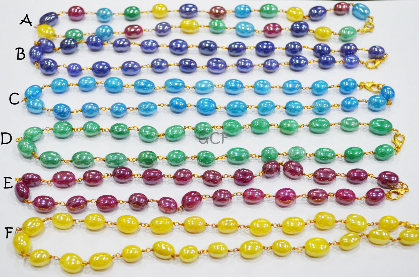 Mystic Multi Natural Quartz Oval Shape Necklace ,Dyed Natural Quartz Smooth Wire Wrapped Necklace With Lobster Lock ,16" , 8x9-9x12 mm ,7015