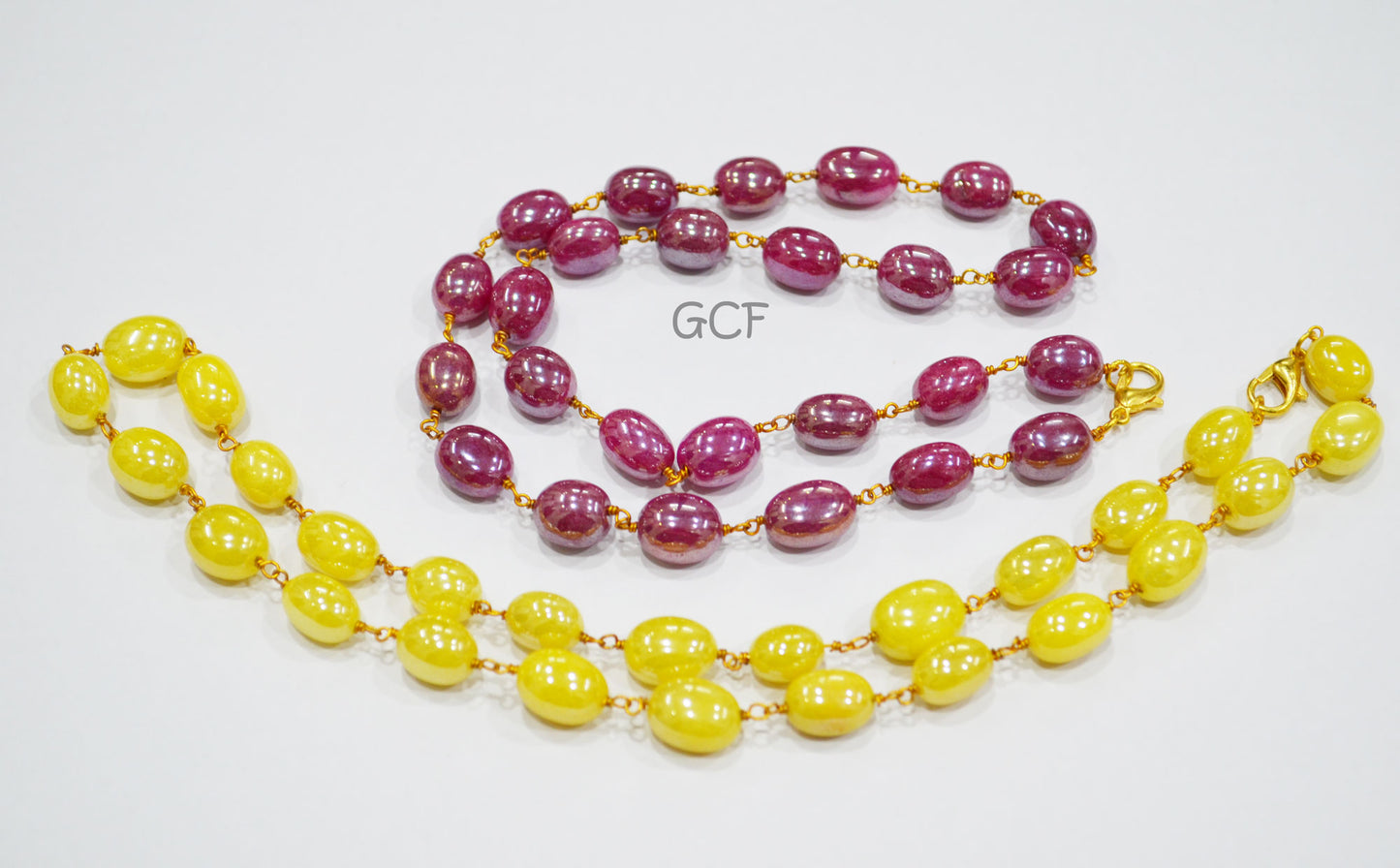 Mystic Multi Natural Quartz Oval Shape Necklace ,Dyed Natural Quartz Smooth Wire Wrapped Necklace With Lobster Lock ,16" , 8x9-9x12 mm ,7015