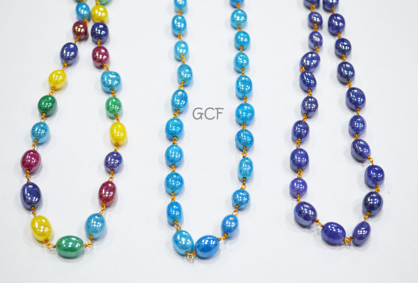 Mystic Multi Natural Quartz Oval Shape Necklace ,Dyed Natural Quartz Smooth Wire Wrapped Necklace With Lobster Lock ,16" , 8x9-9x12 mm ,7015