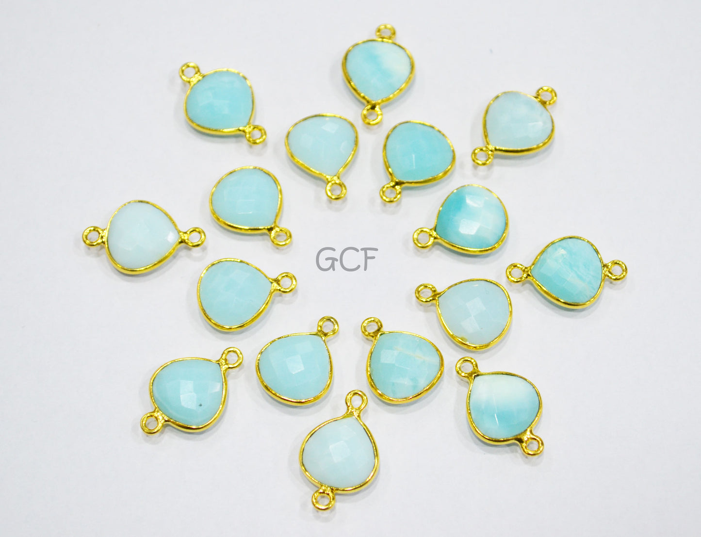 Blue Peruvian Opal Faceted Heart Shape Connector , Peruvian Opal Single And Double Bail Bezel Connector , Sold By Piece , 13 mm , RB-7017