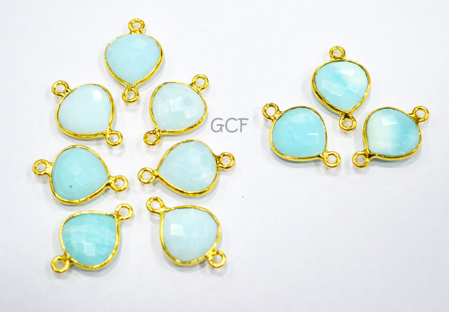 Blue Peruvian Opal Faceted Heart Shape Connector , Peruvian Opal Single And Double Bail Bezel Connector , Sold By Piece , 13 mm , RB-7017